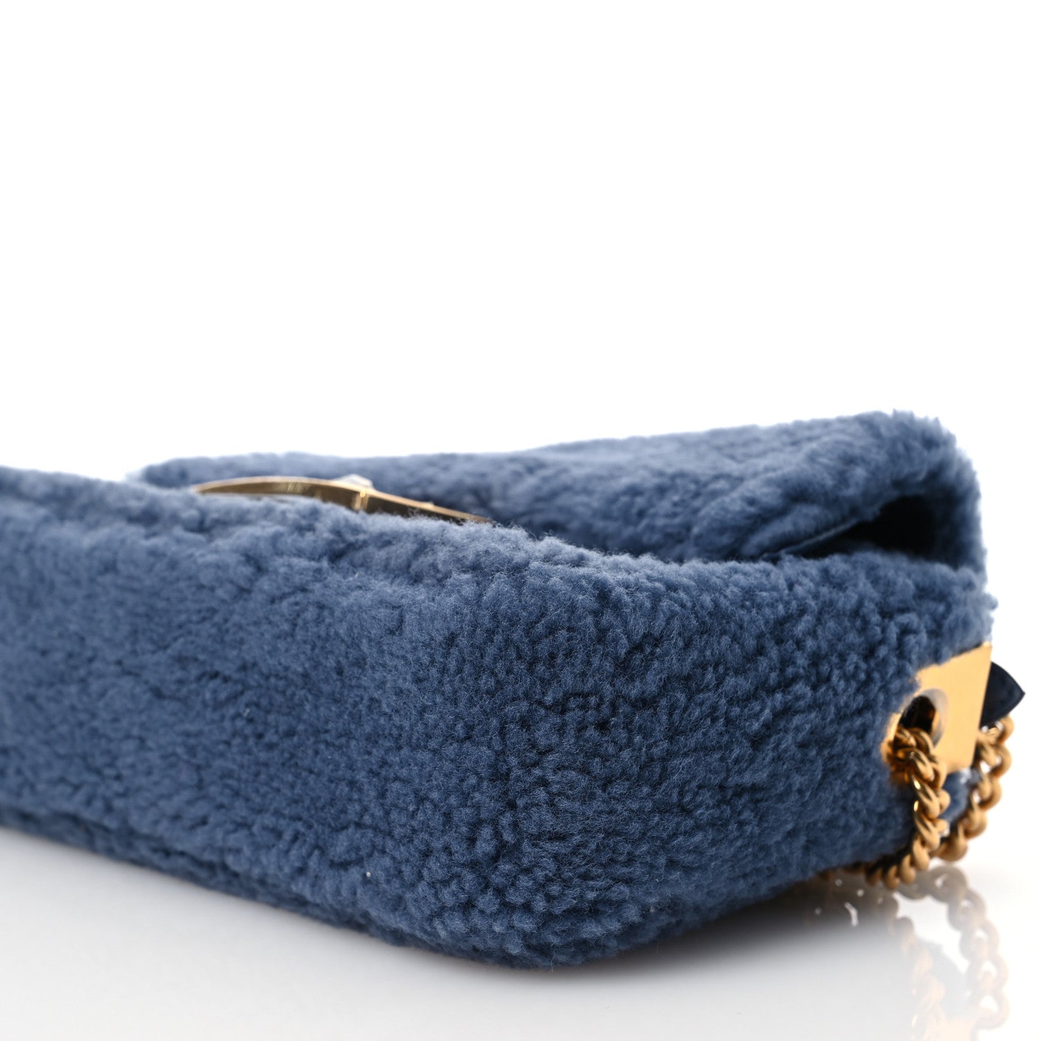 Fendi Shearling FF Midi Chain Baguette Mirto 10 of 10