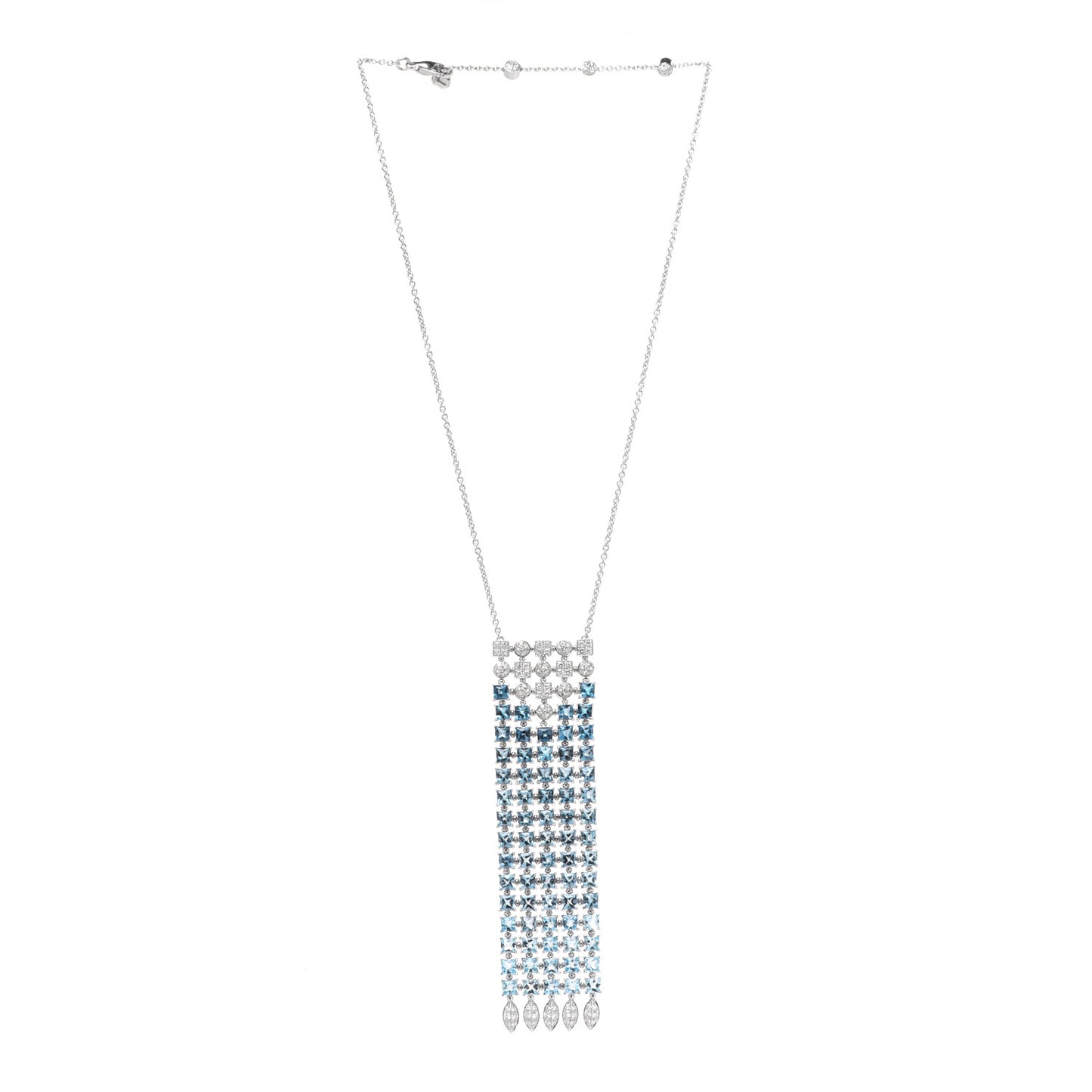 18K Lucea Diamond Blue Topaz Gradient Waterfall Necklace