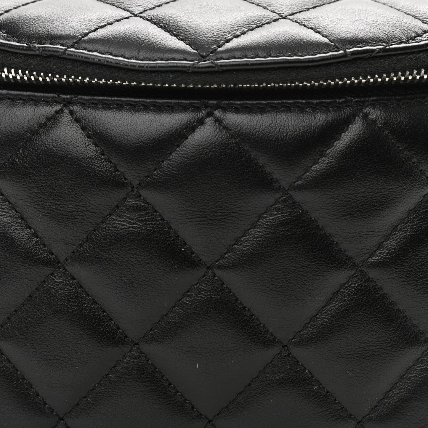 Calfskin Quilted Waist Belt Bag Black