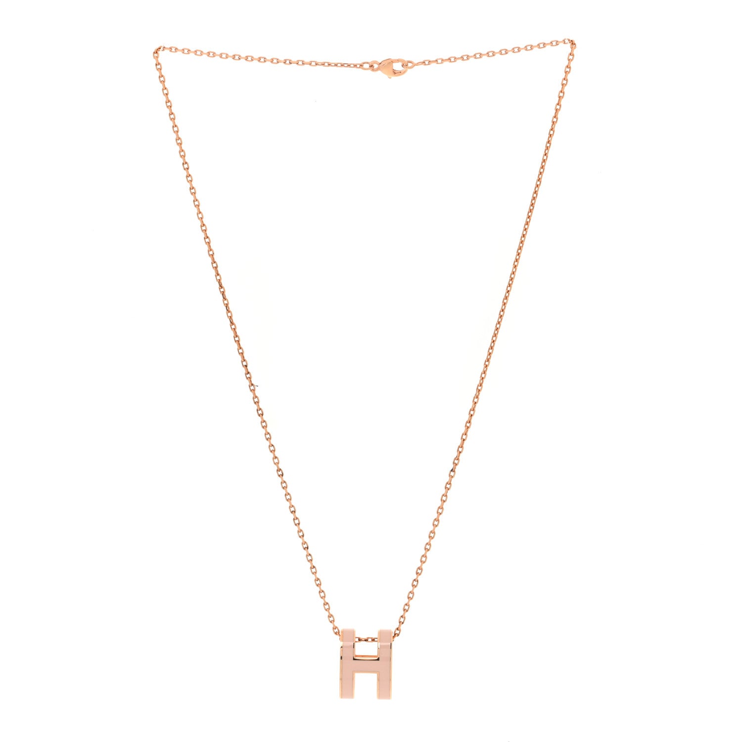 Hermes Lacquered Rose Gold Pop H Pendant Necklace Rose Dragee 3 of 7