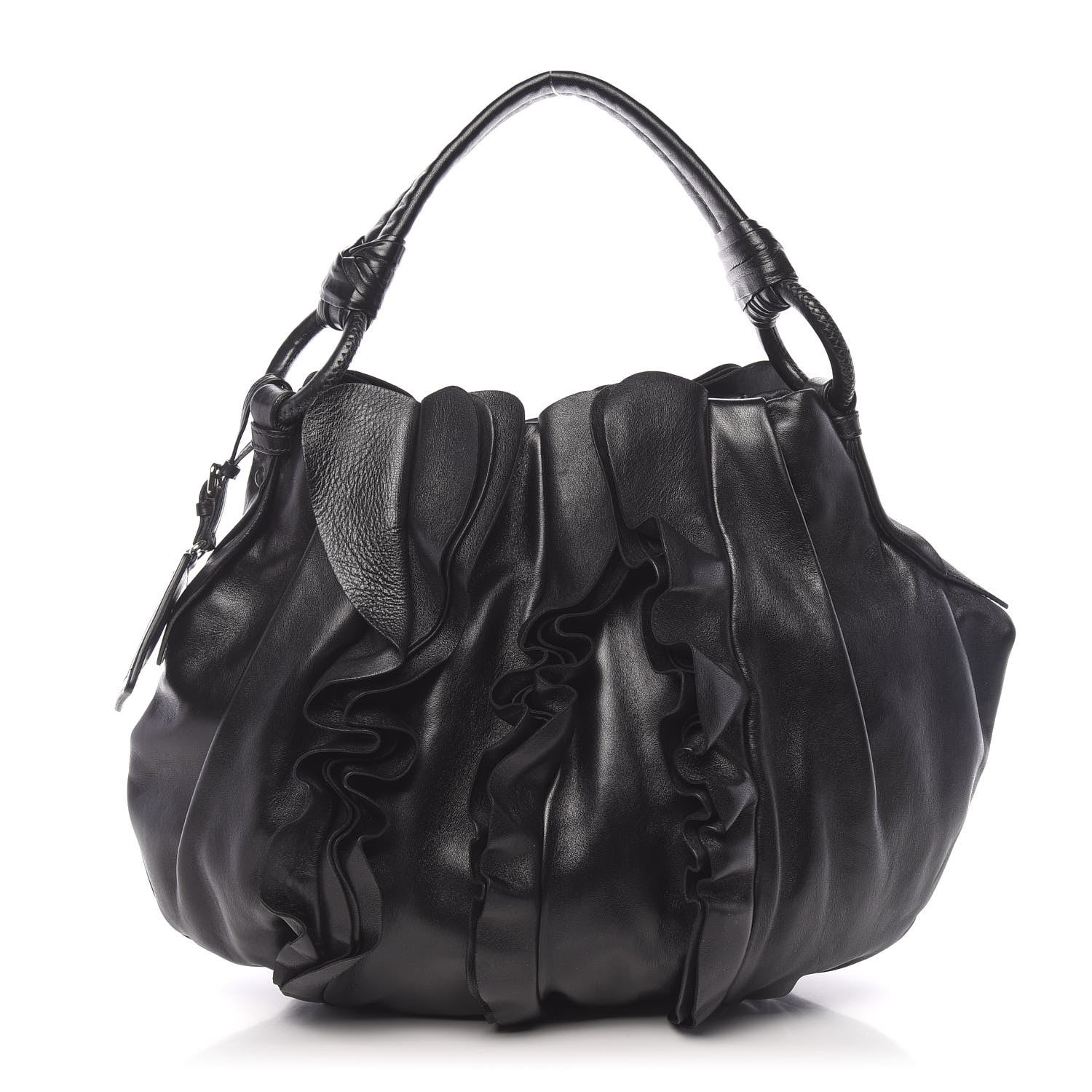 Prada Nappa Ruffle Bag Black 608078 – FASHIONPHILE