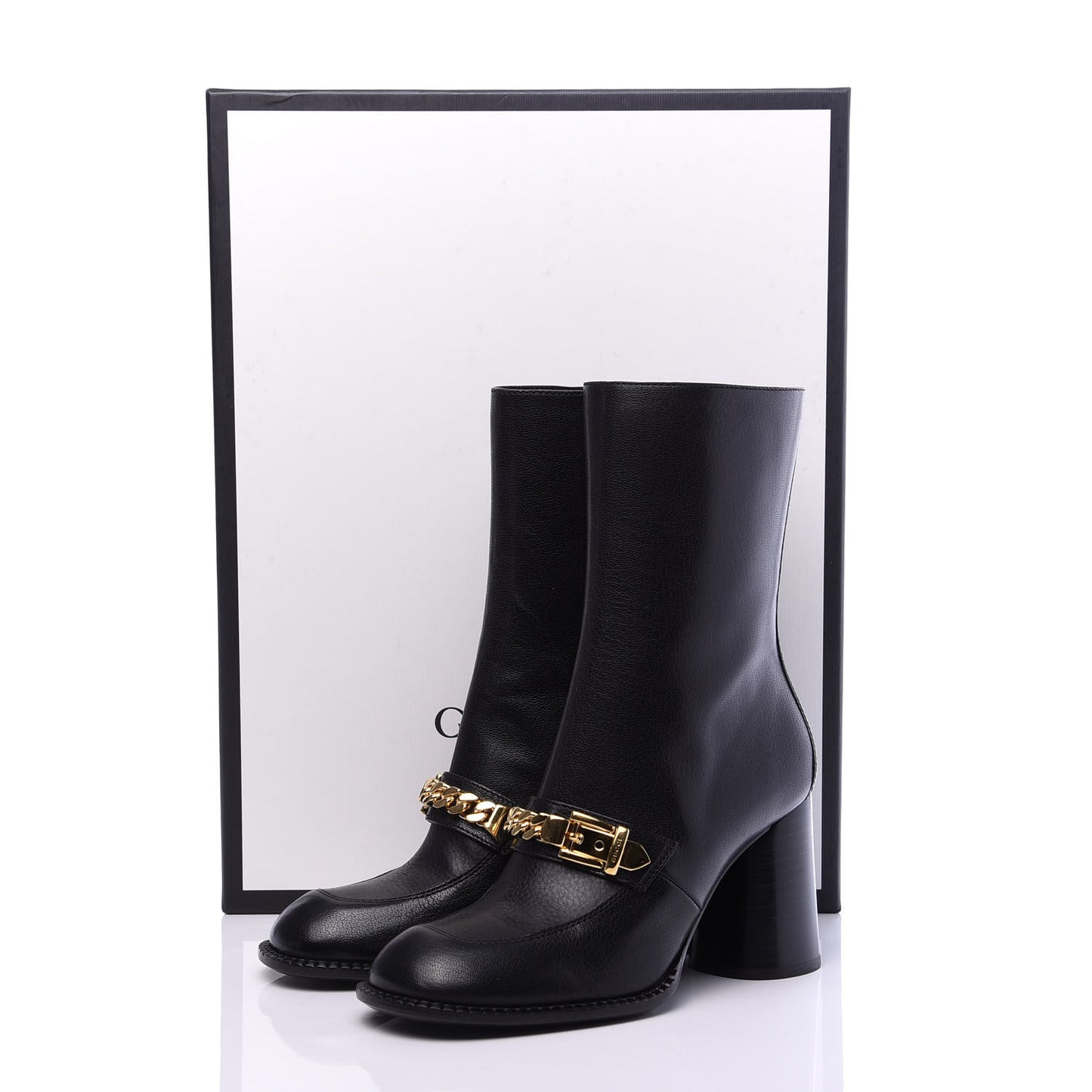 Goatskin Austin Calfskin Sylvie Chain Ankle Boots 38 Black