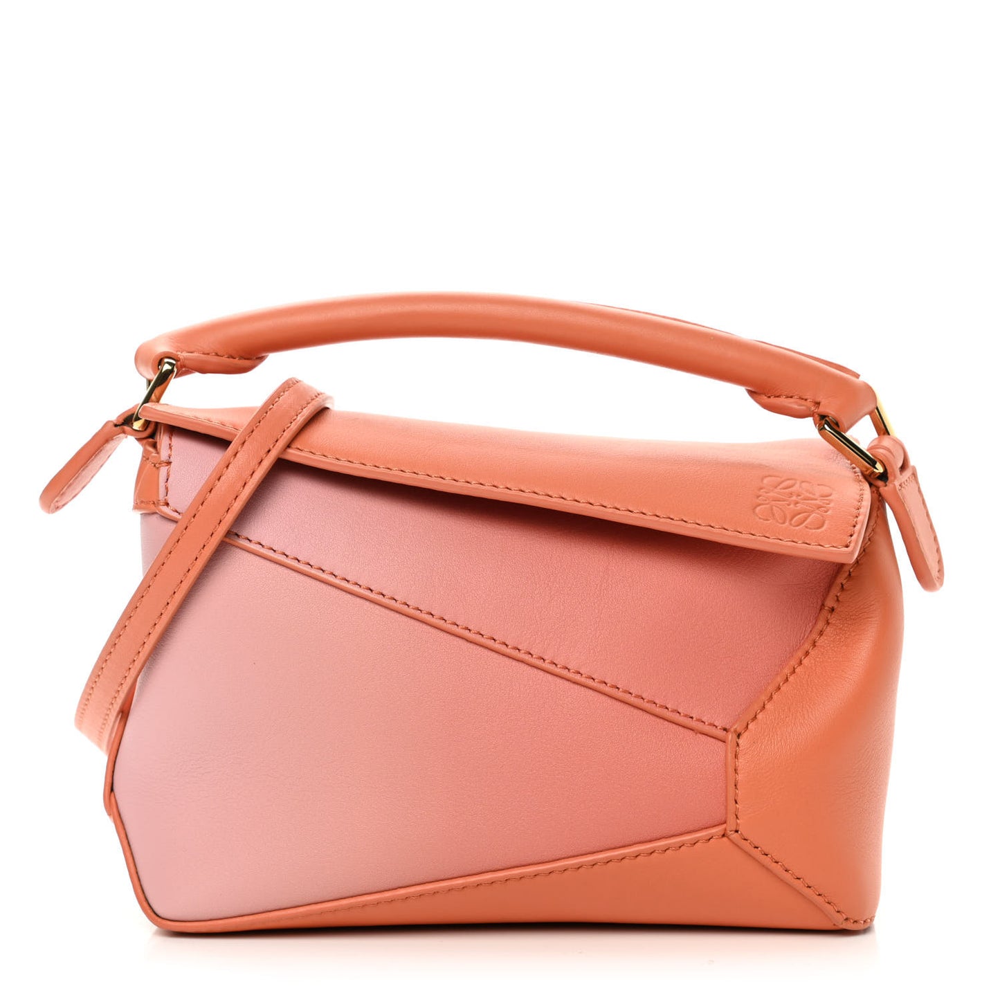 Calfskin Paula's Ibiza Degrade Mini Puzzle Bag Orange