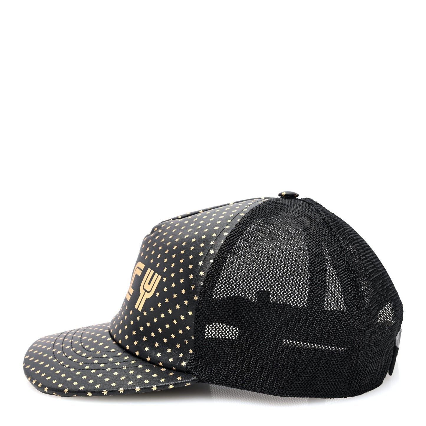 X SEGA Calfskin GUCCY Stars Baseball Hat L Black Gold