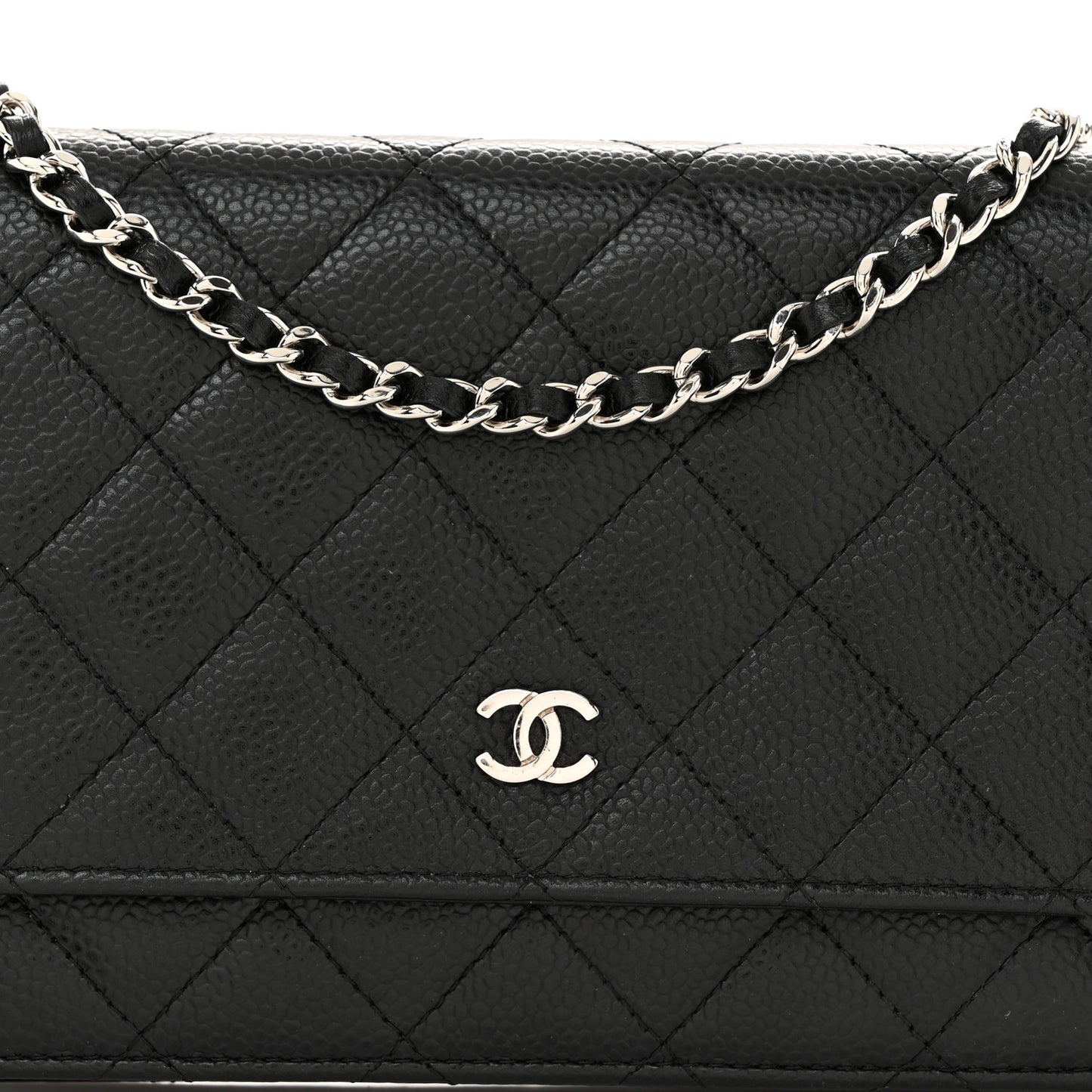 Caviar Quilted Wallet On Chain WOC Black