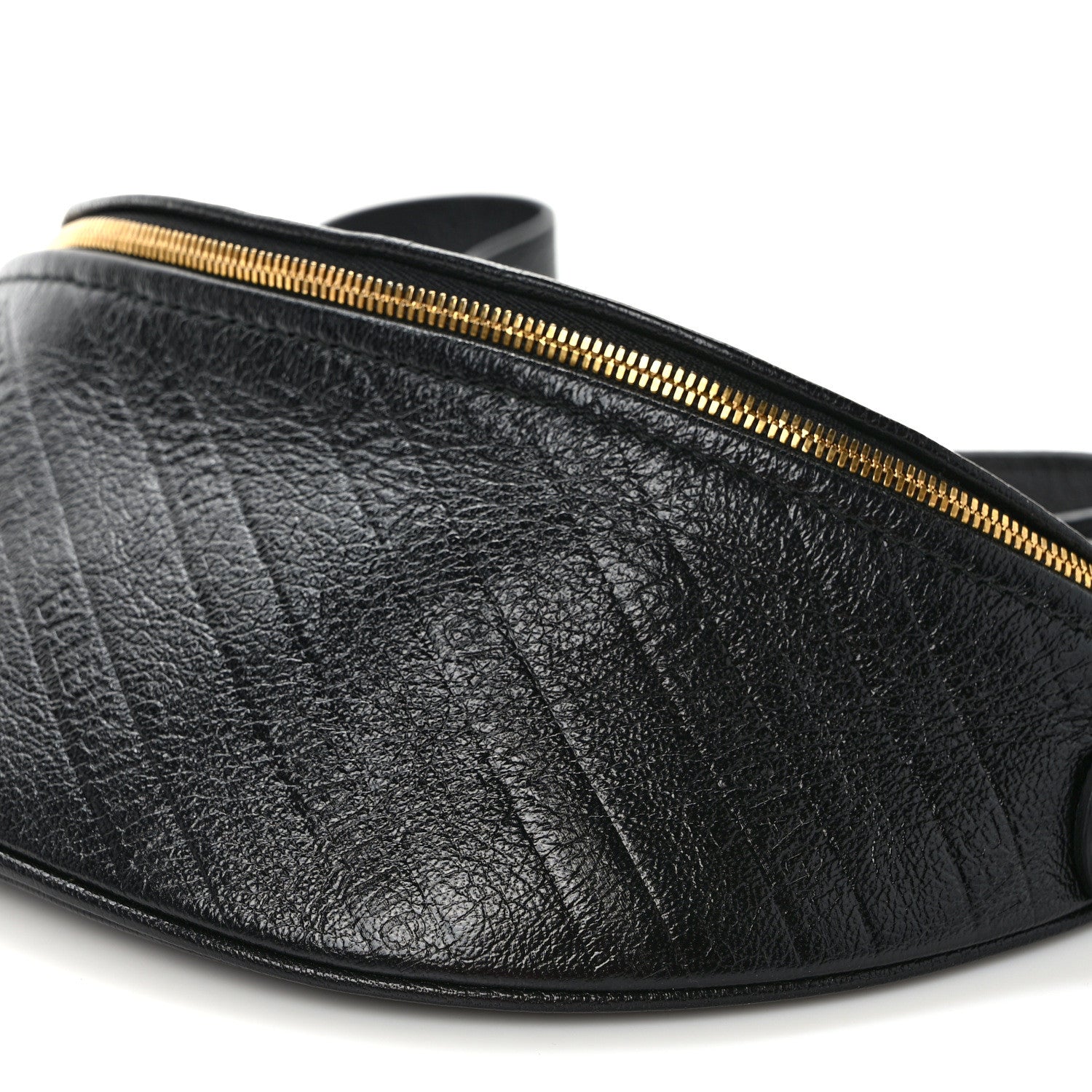 Balenciaga Shiny Goatskin Allover Logo Embossed XXS Souvenir Belt Bag Black 8 of 9