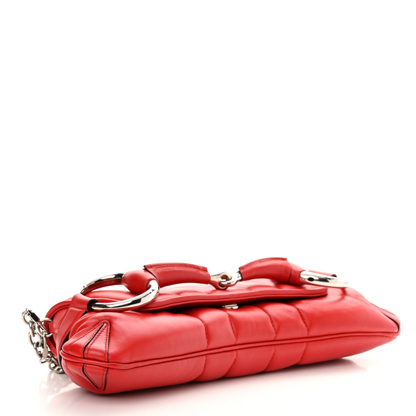 Nappa Vertical Matelasse Medium Maxi Horsebit Chain Shoulder Bag Beret Red