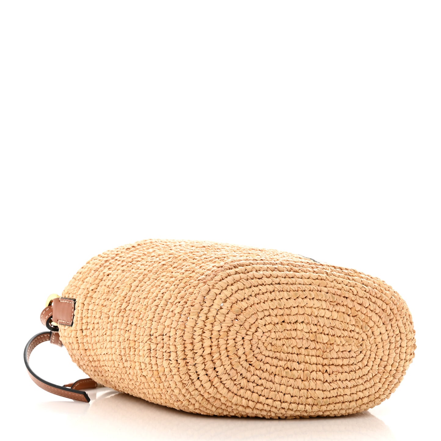 Calfskin Raffia Bucket Bag Natural Tan