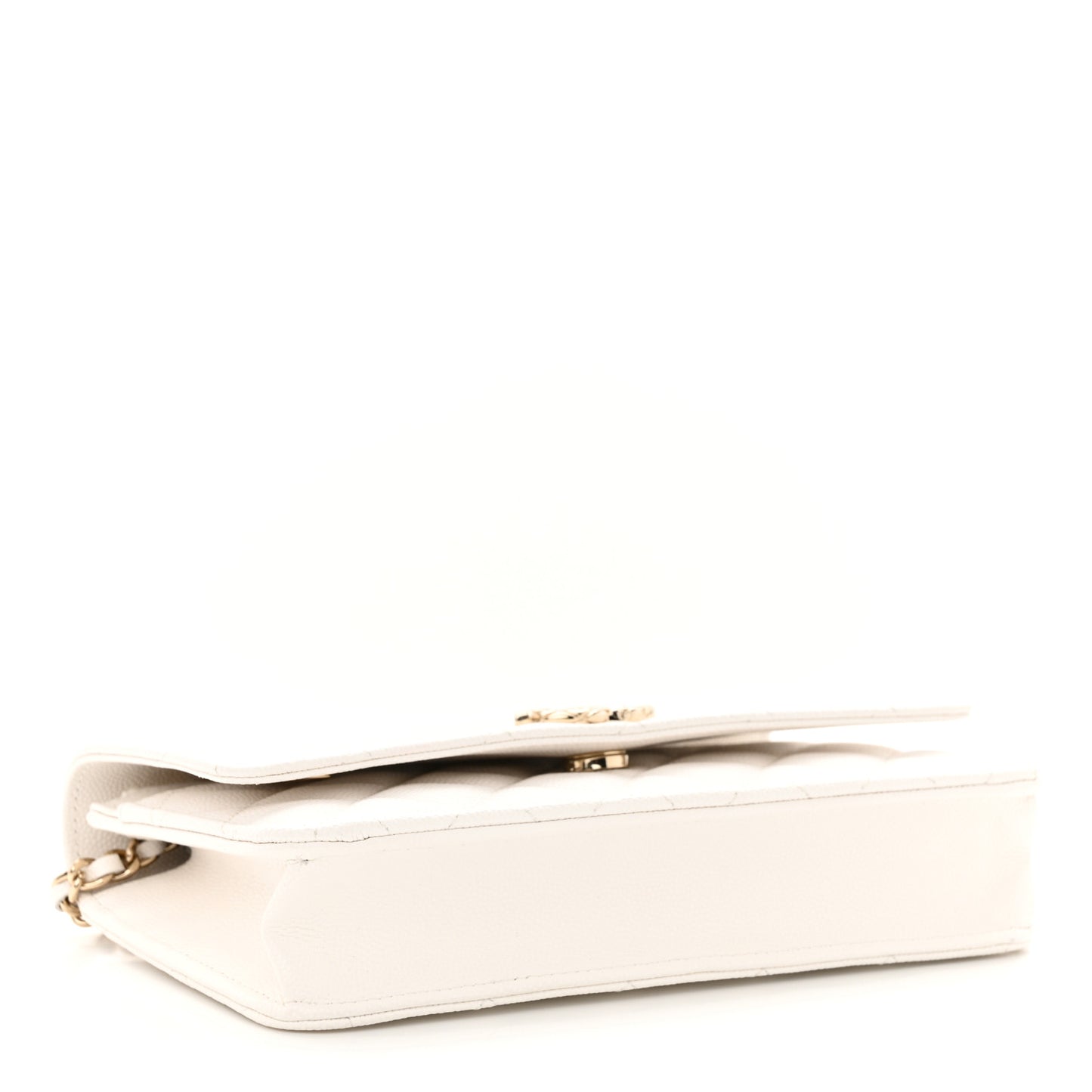 Caviar Quilted Wallet on Chain WOC White