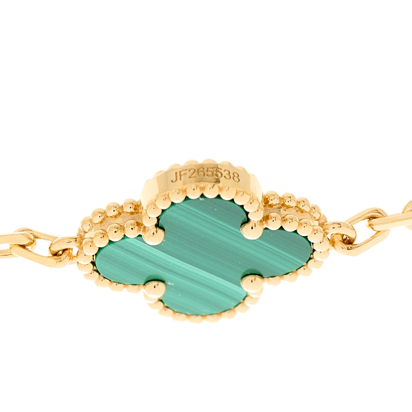 Van Cleef & Arpels 18K Yellow Gold Malachite 5 Motifs Vintage Alhambra Bracelet 4 of 5