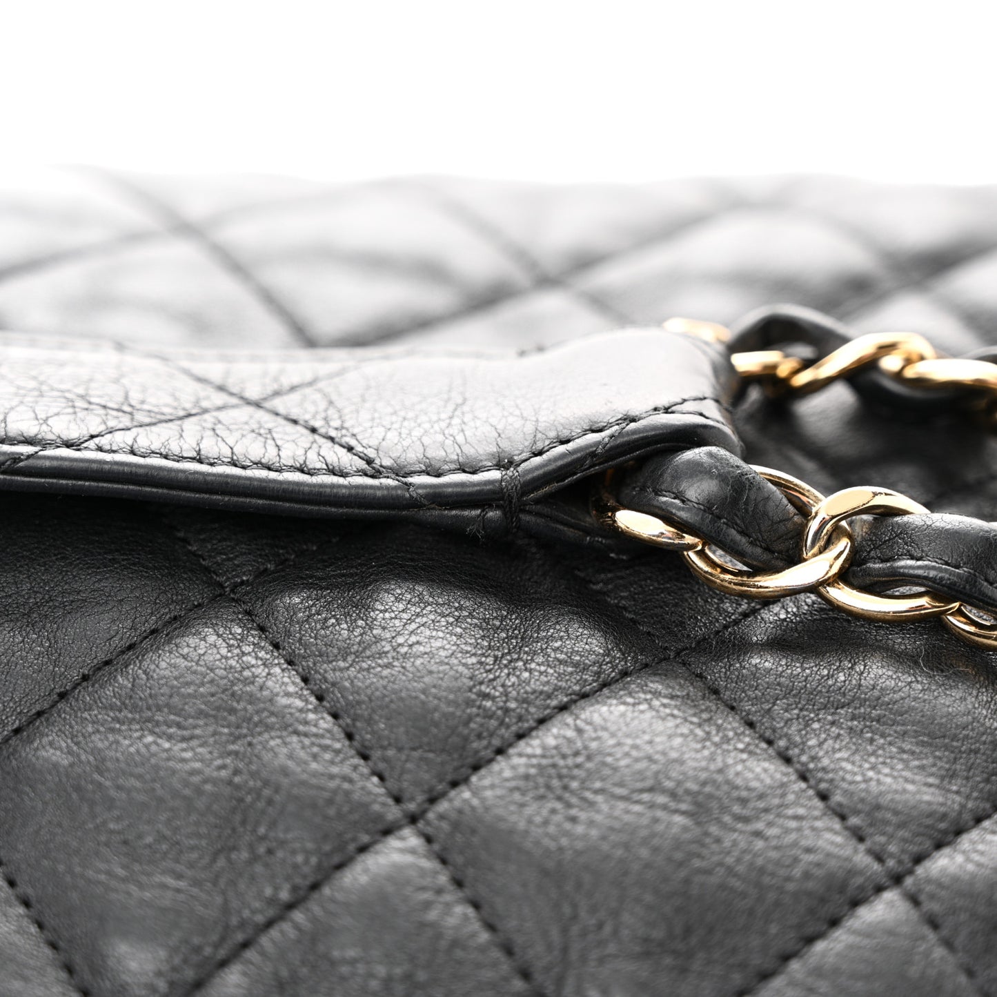 Calfskin Quilted Large Chain Me Hobo Black