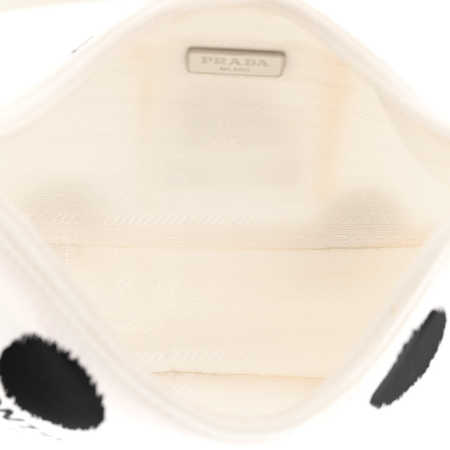 Tessuto Nylon Polka-Dot Mini Re-Edition 2000 Bag White Black