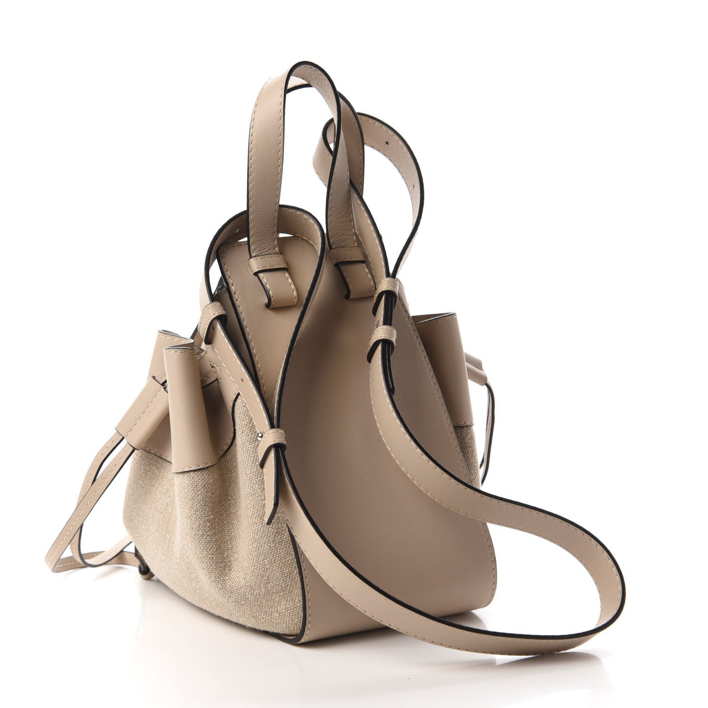 Calfskin Canvas Mini Hammock Shoulder Bag Natural Light Oat