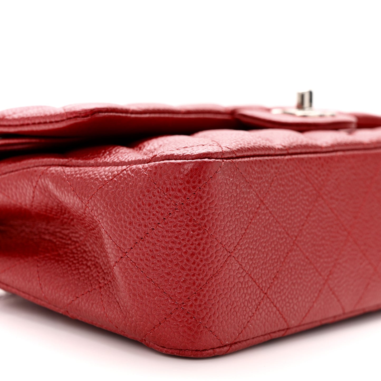 Caviar Quilted Medium Double Flap Dark Red
