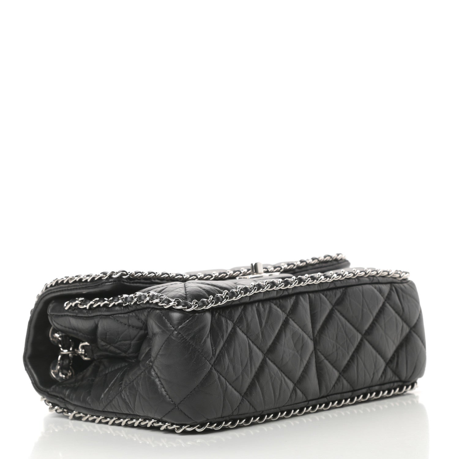Chanel Crumpled Calfskin Medium Chain All Over Flap Black 4 of 12