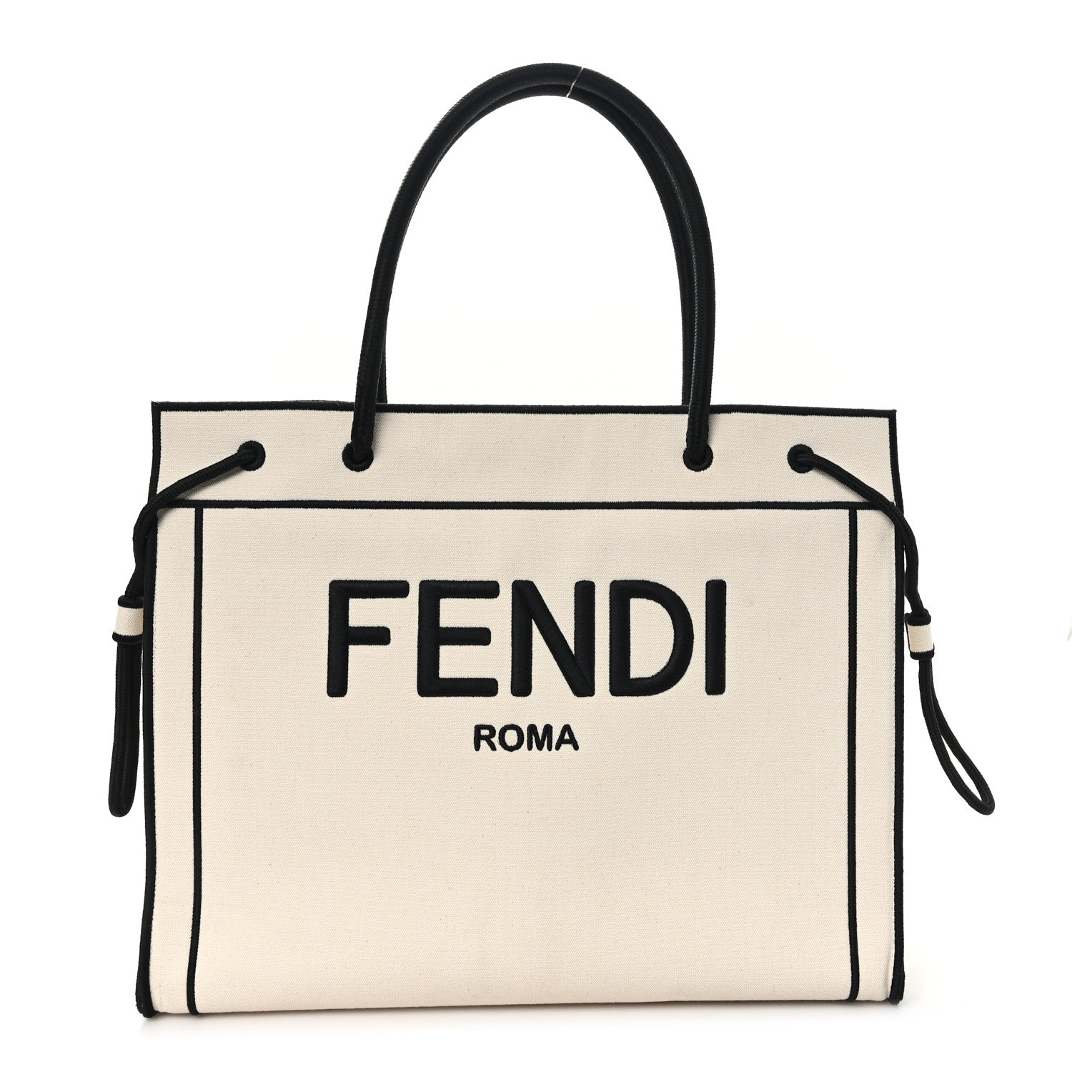Fendi ロゴプリント バッグ Fendi Canvas Logo Large Shopping Tote Grezzo Black 1808131