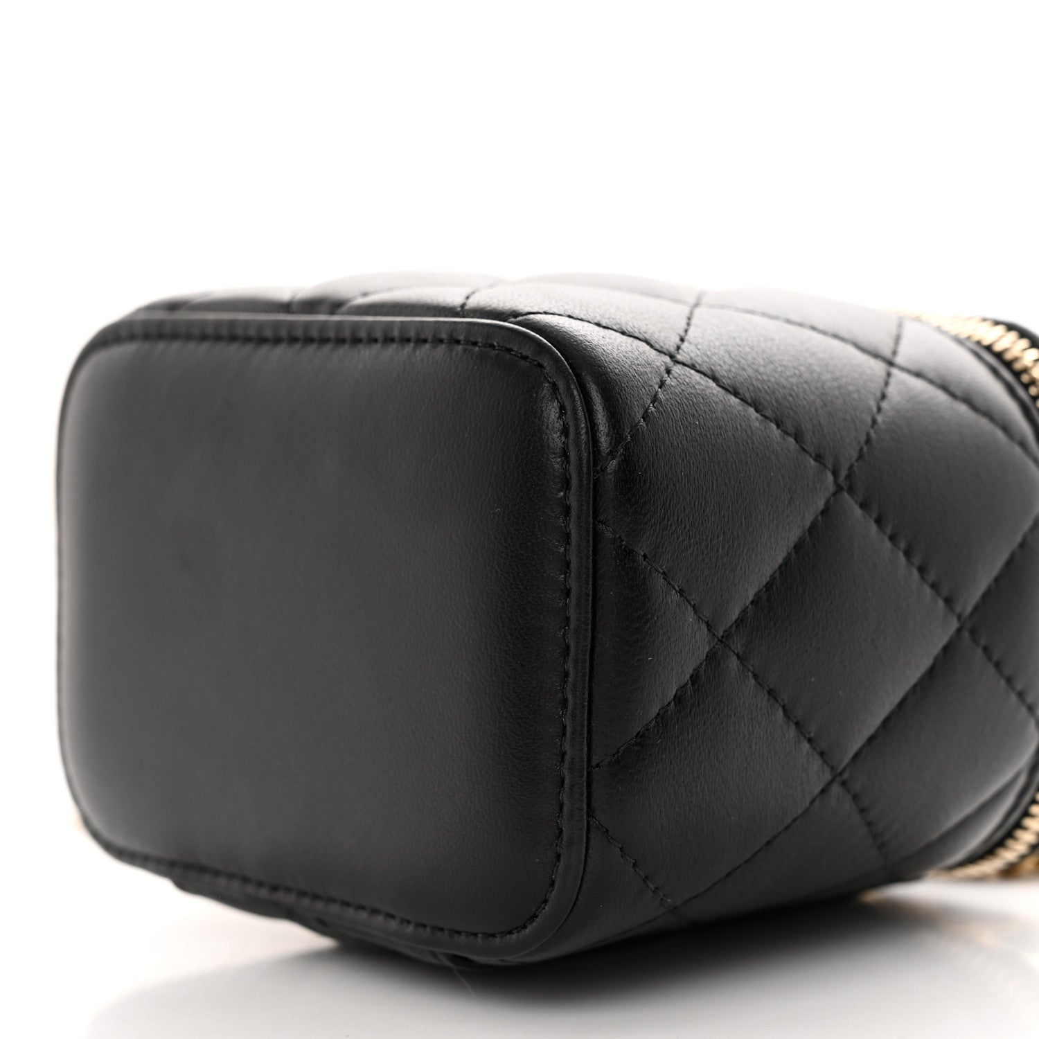 Chanel Lambskin Quilted Mini Pearl Crush Vanity Case With Chain Black 10 of 12