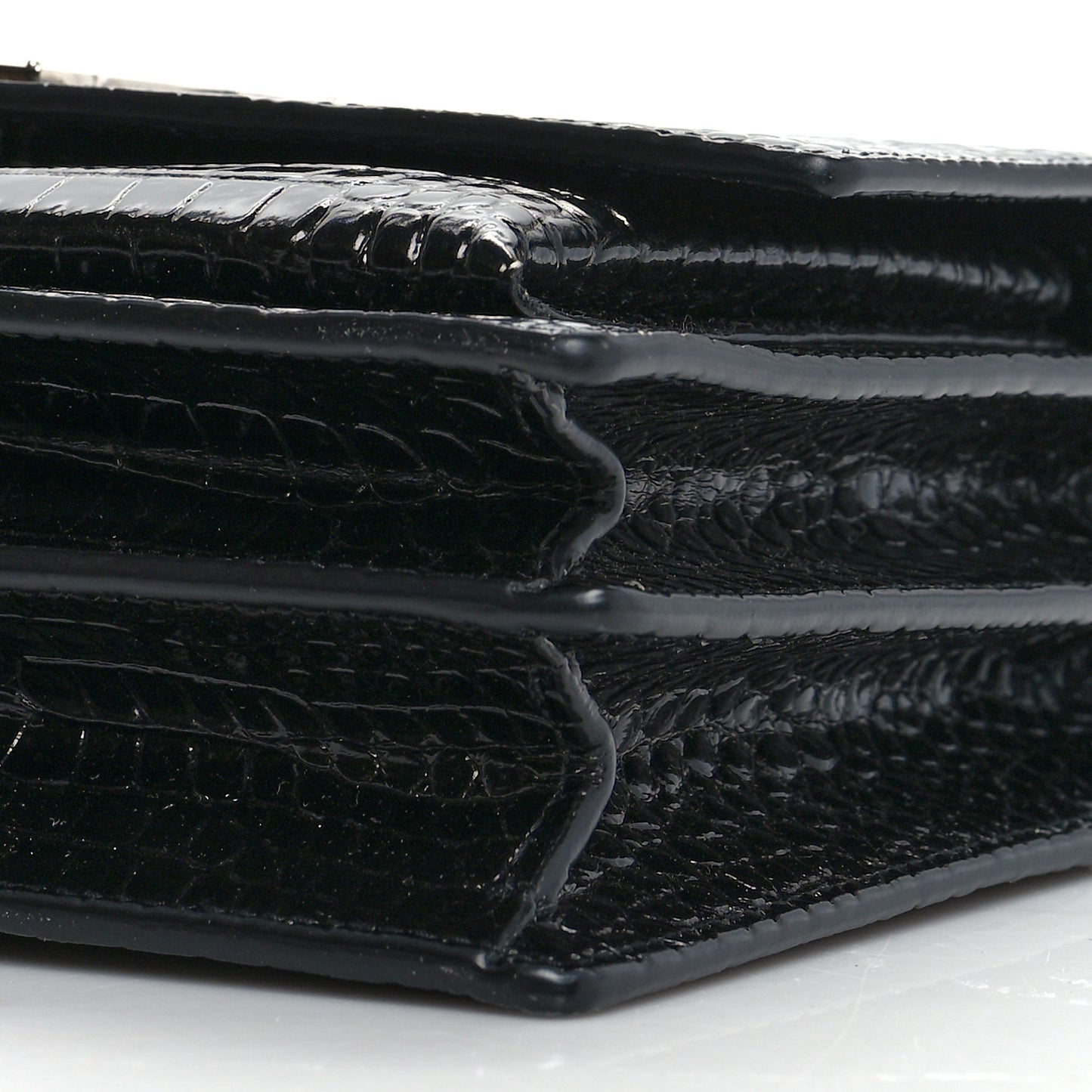 Calfskin Crocodile Embossed Medium Monogram Sunset Black