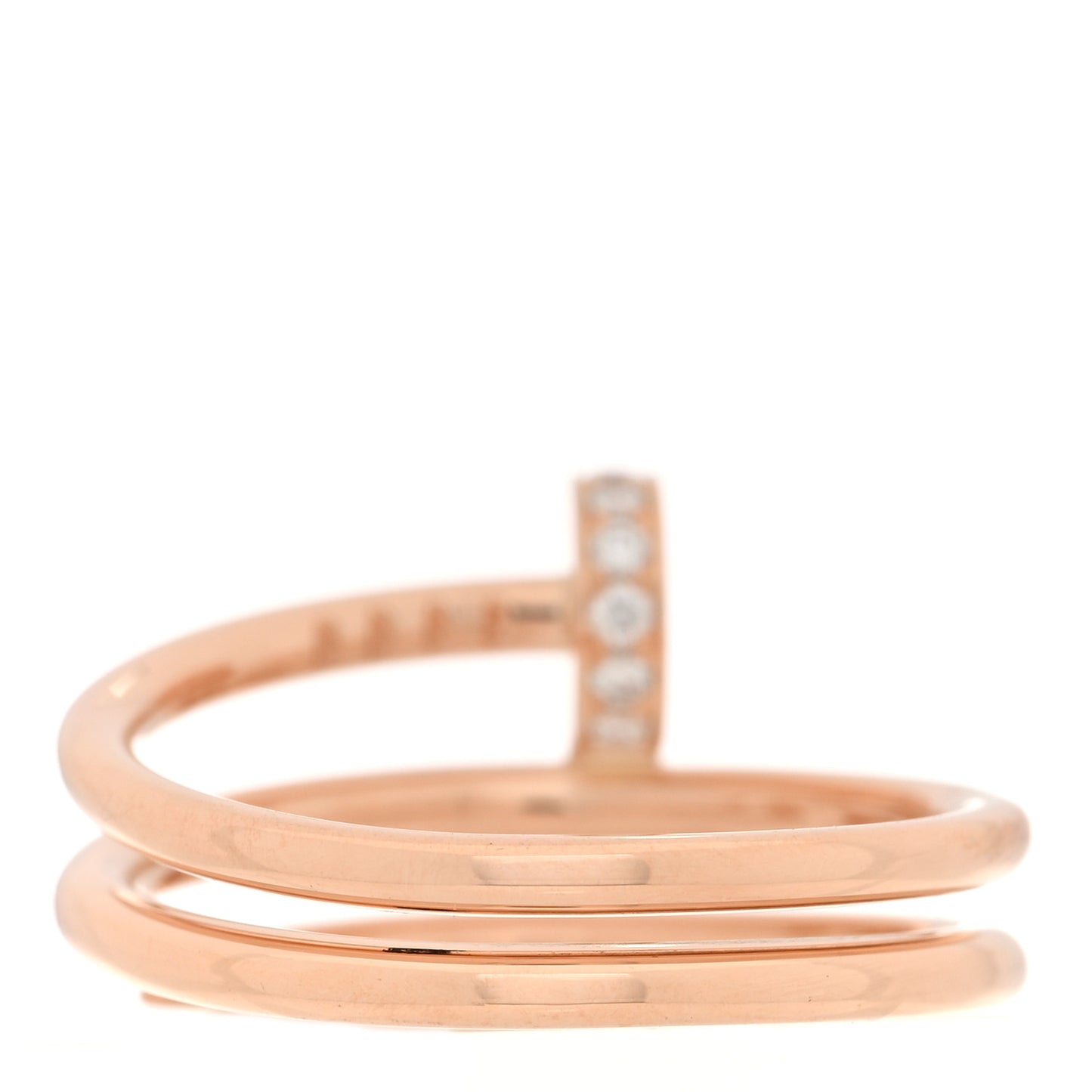 18K Pink Gold Diamond Double Juste Un Clou Ring 50 5.25