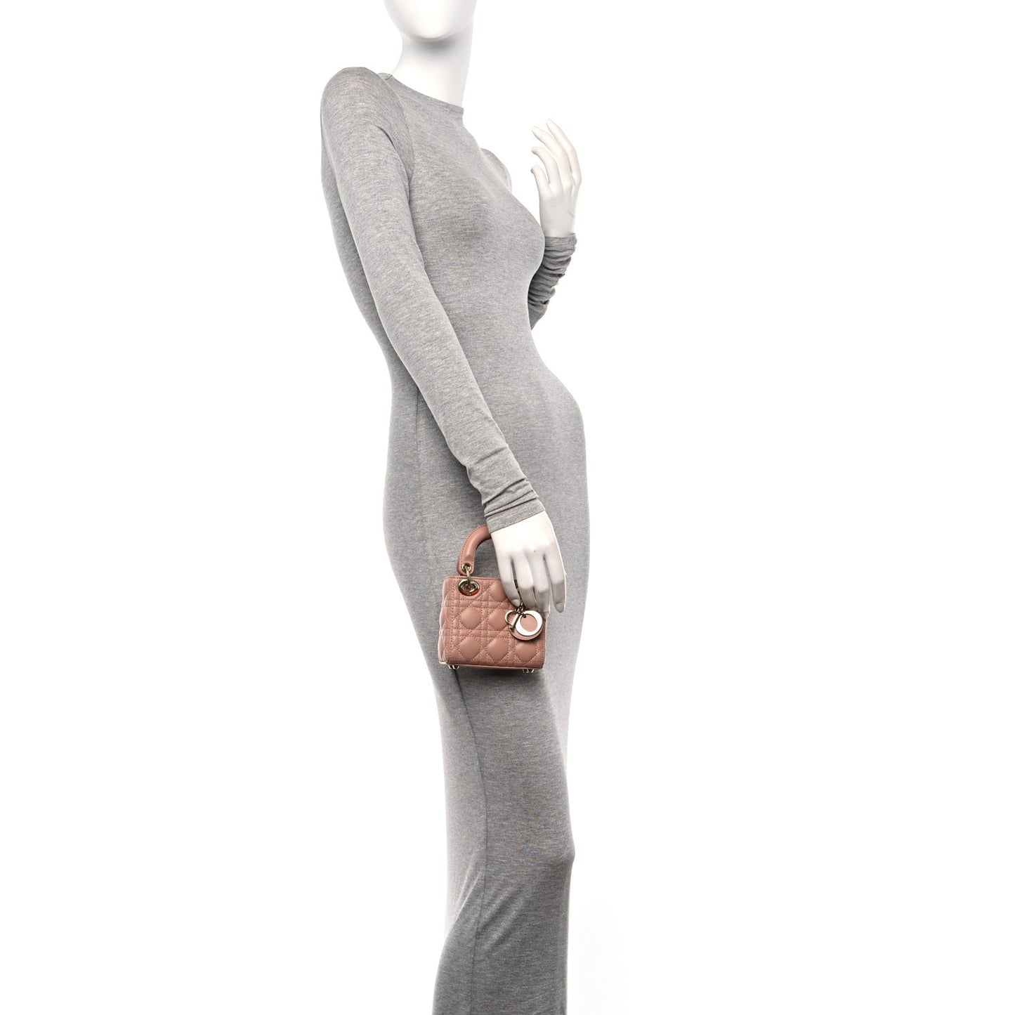 Lambskin Cannage Micro Lady Dior Rose Des Vents