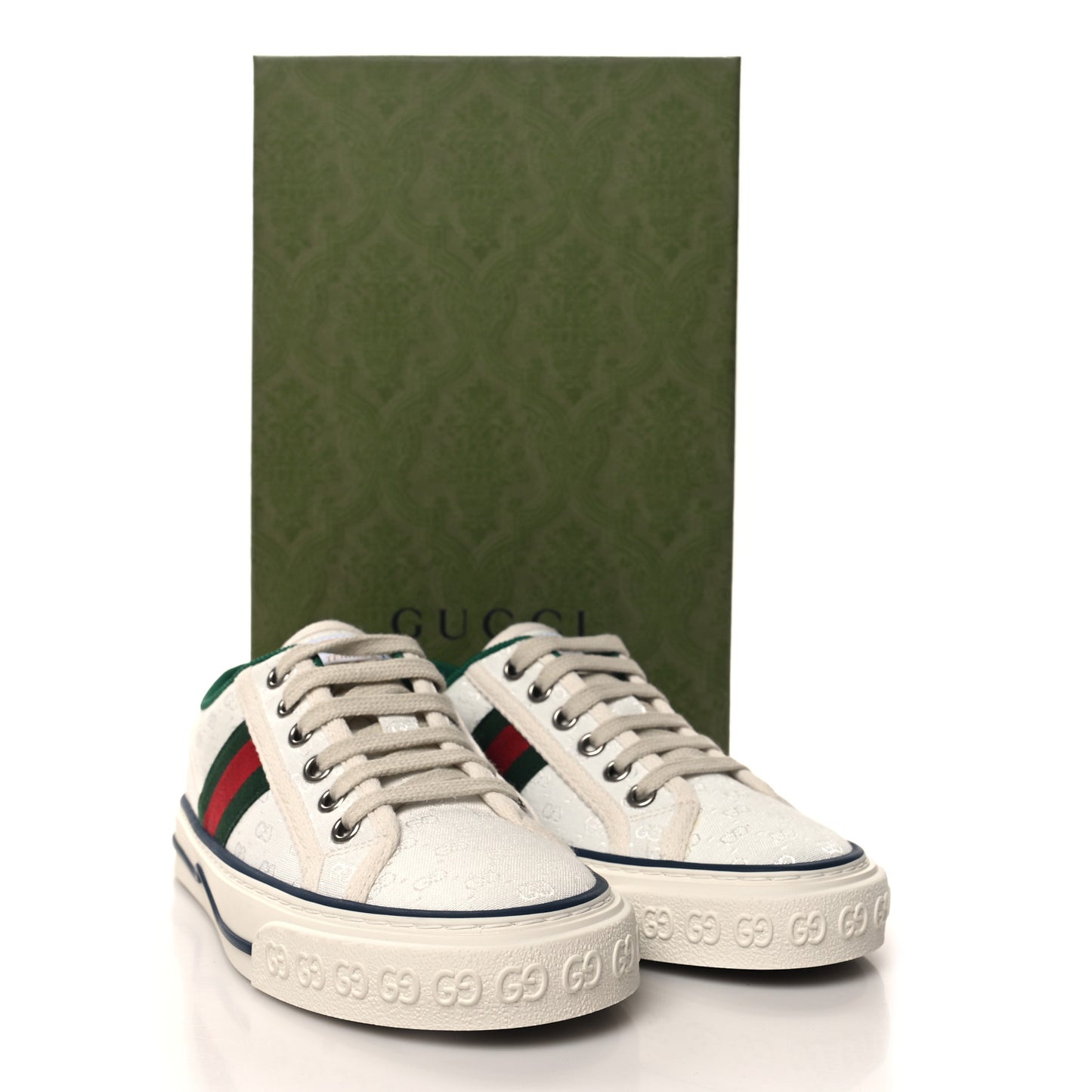 Jacquard Mini GG Monogram Web Womens 1977 Tennis Sneakers 34.5 White