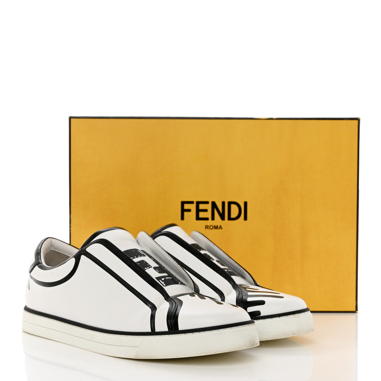 X JOSHUA VIDES Nappa Rockoclick Slip On Sneakers 37 Snow White Black