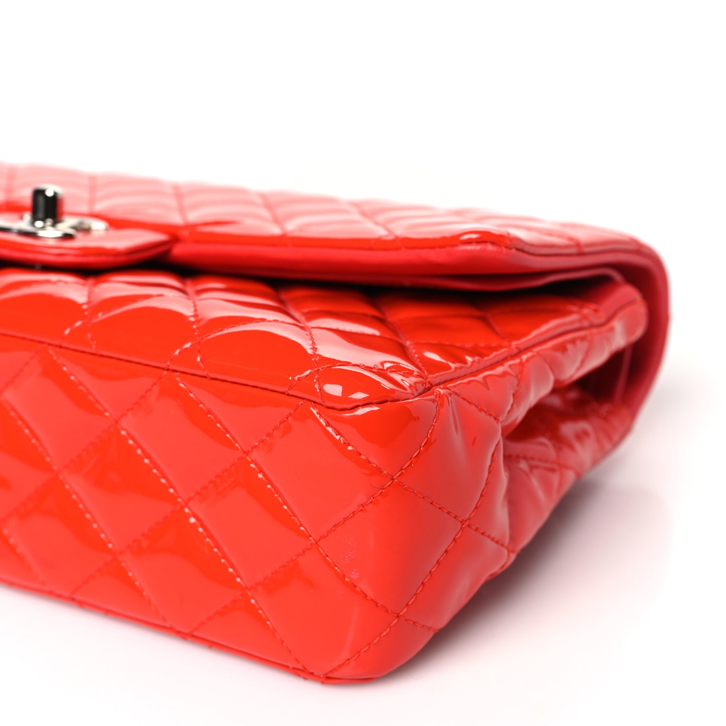 Patent Quilted Medium Double Flap Red