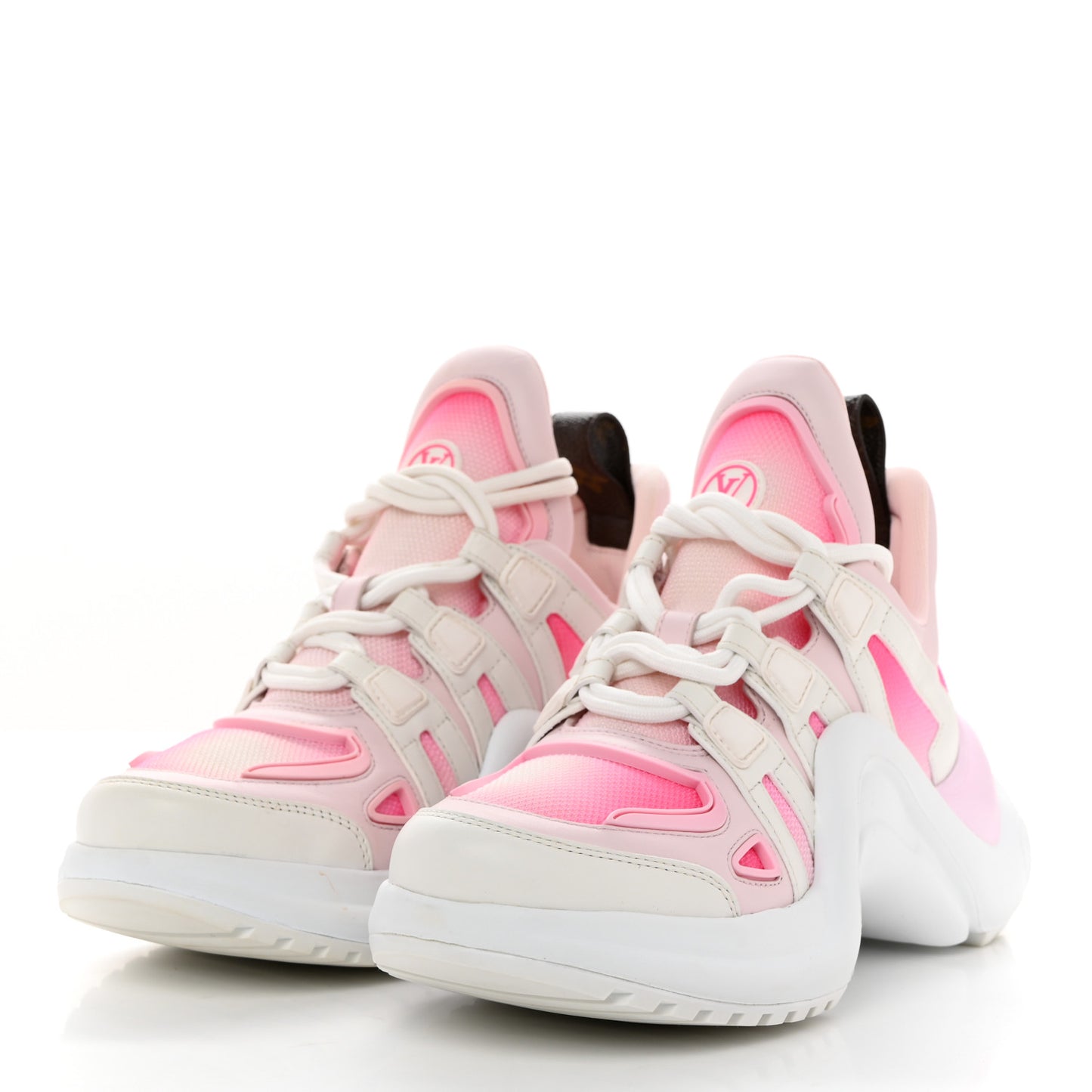Calfskin Technical Nylon LV Archlight Sneaker 37.5 White Pink