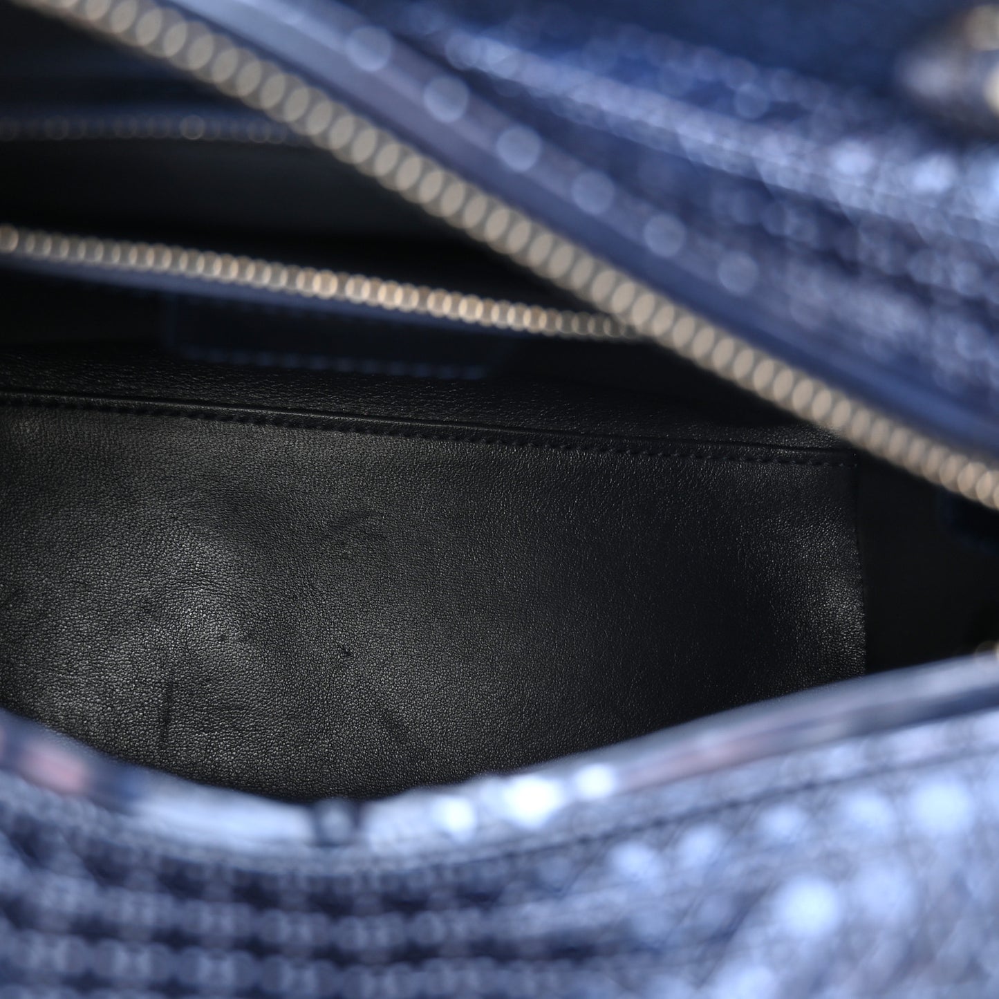 Metallic Patent Micro-Cannage Medium Lady Dior Blue