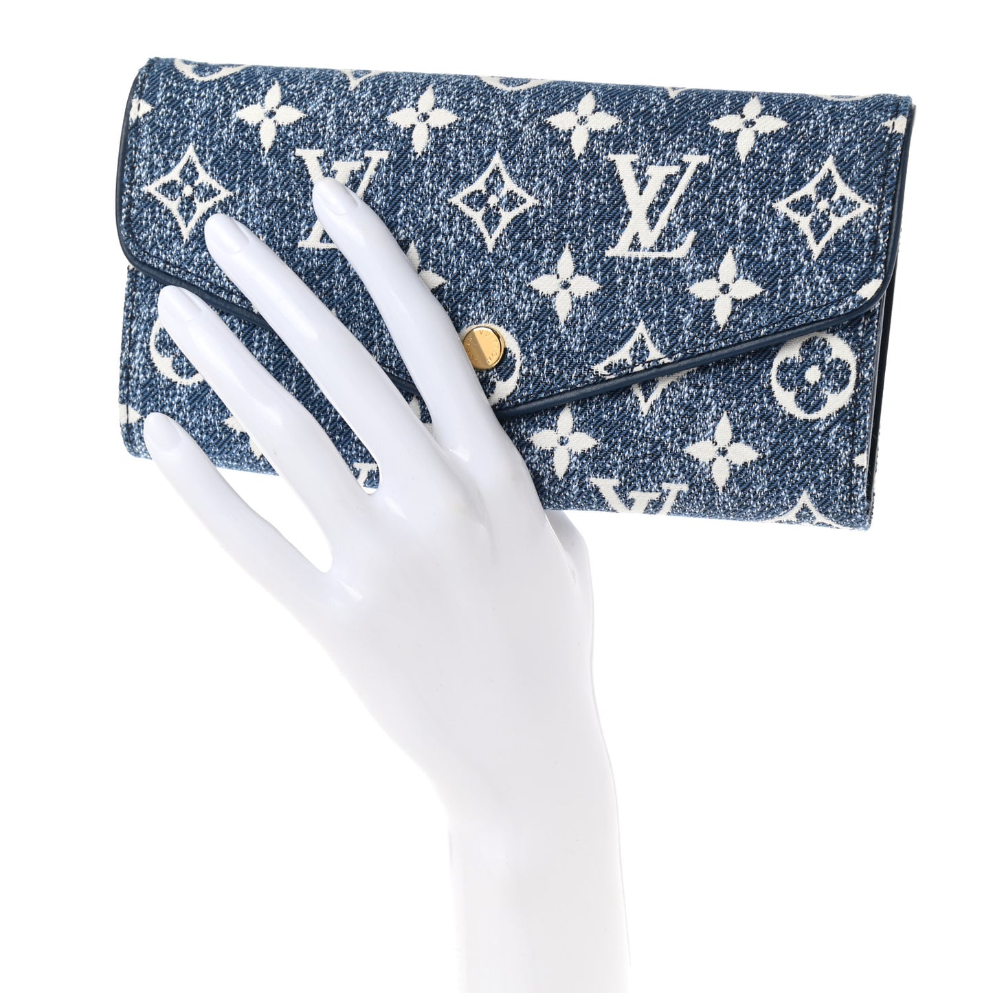 Monogram Jacquard Denim Sarah Wallet Bleu