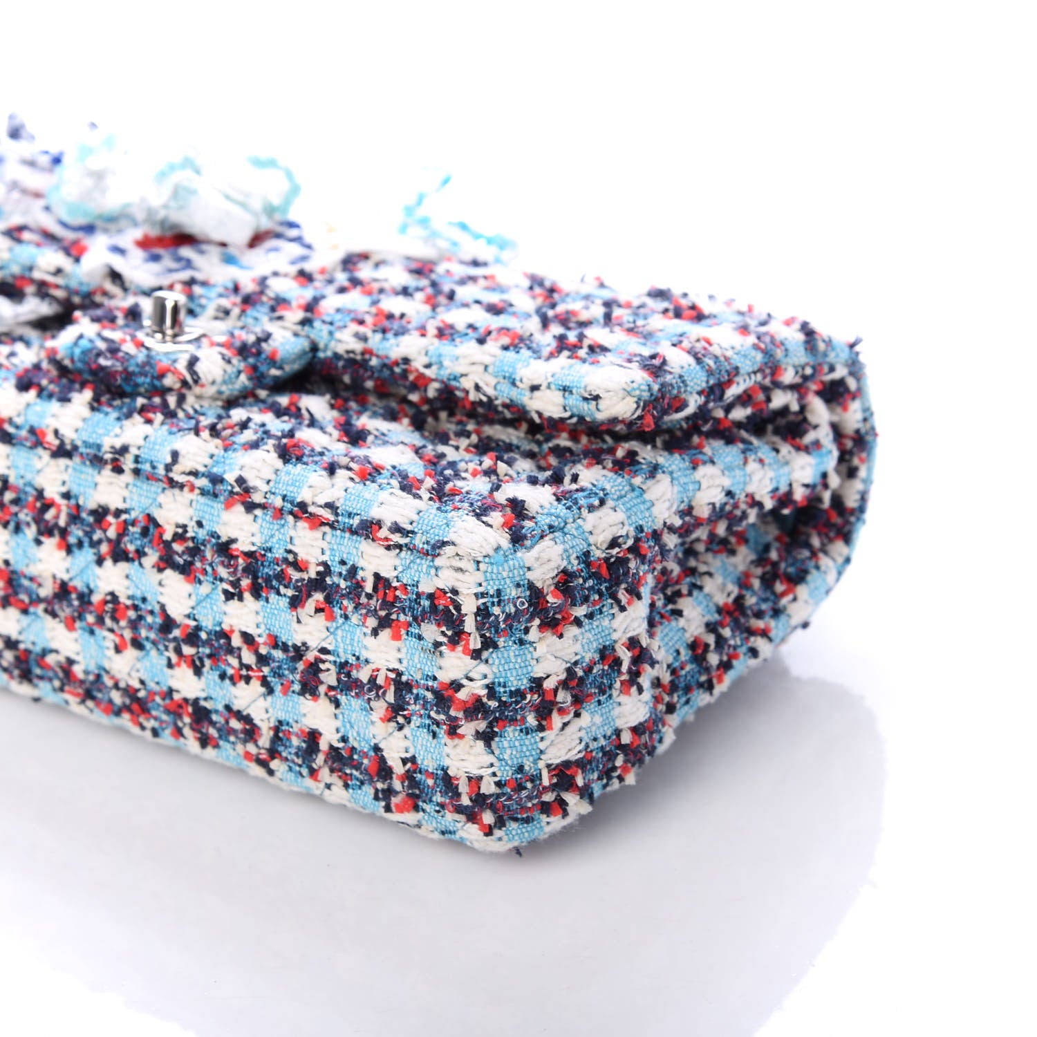 Chanel Tweed Medium Double Flap White Blue Navy Red 8 of 9