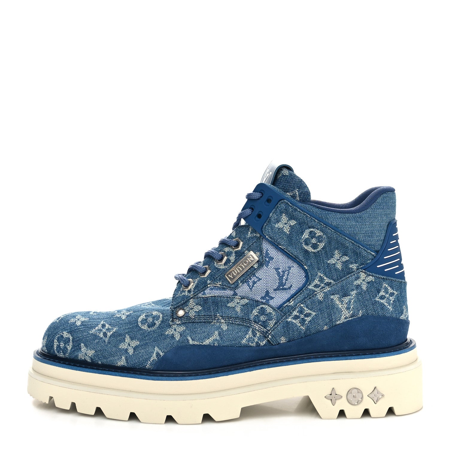 Louis Vuitton Monogram Denim Mens Oberkampf Ankle Boots 10 Blue