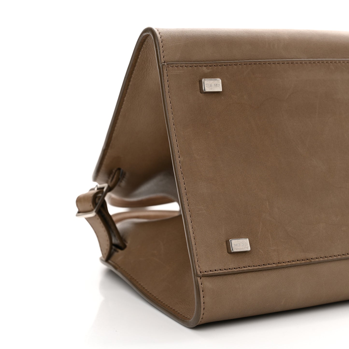 Polished Saddle Calfskin Soft Margaux 10 Bag Mouse Grey