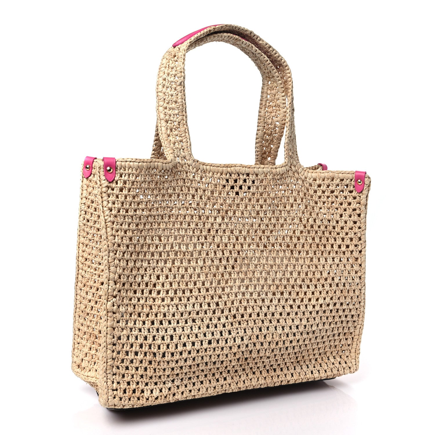 Louis Vuitton Raffia Calfskin Hawaii OnTheGo MM Natural Fuchsia 3 of 8