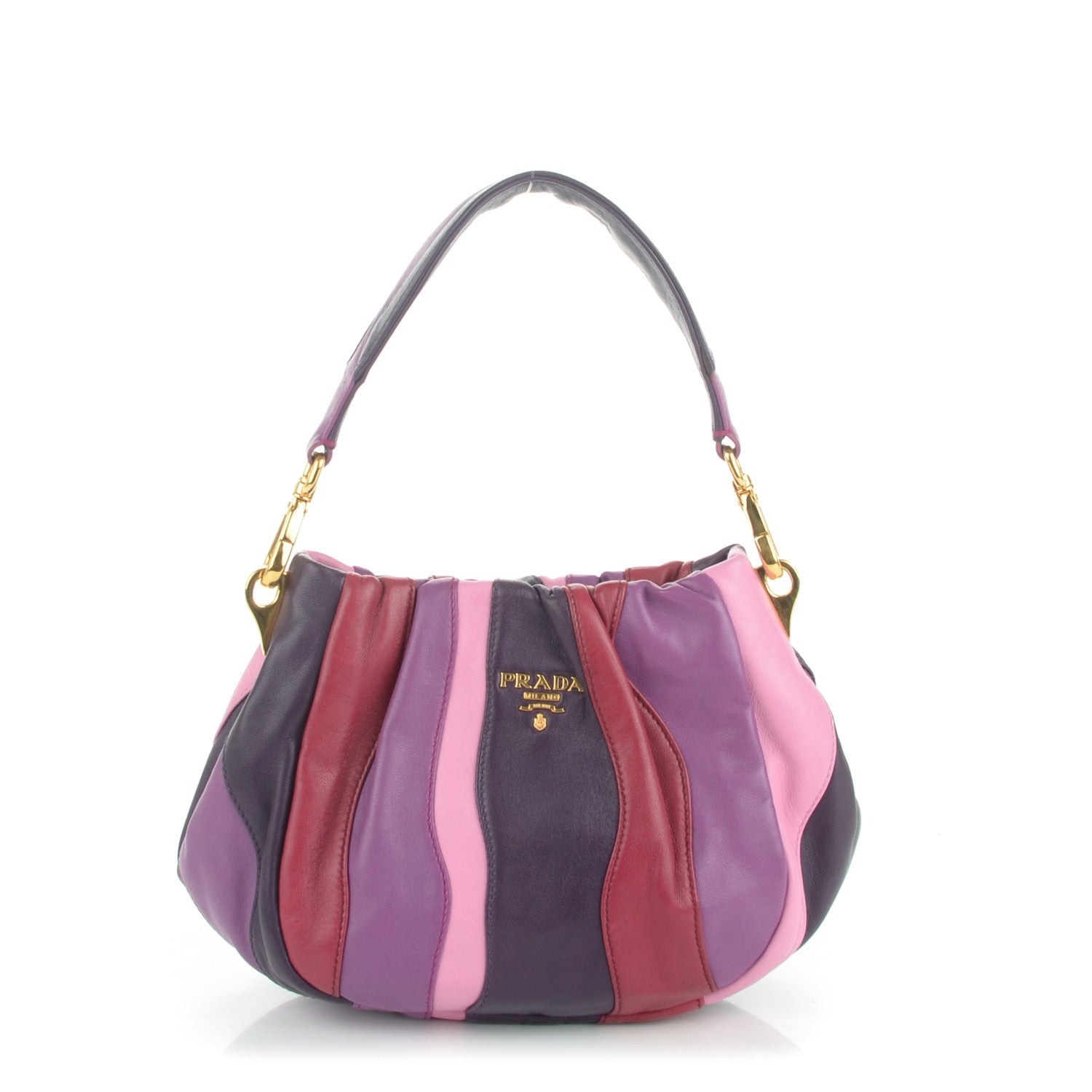 Prada Nappa Trembled Blossoms Stripes Crossbody Ibisco Viola