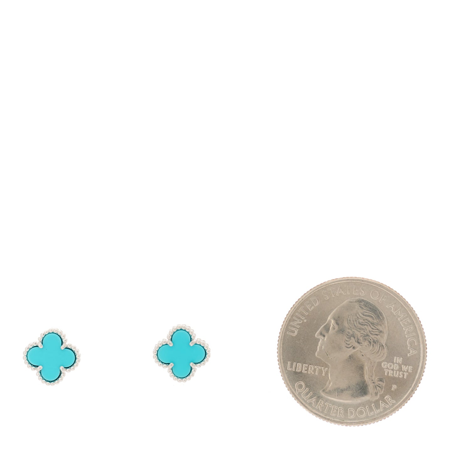 VAN CLEEF & ARPELS 18K White Gold Turquoise Sweet Alhambra Earrings
