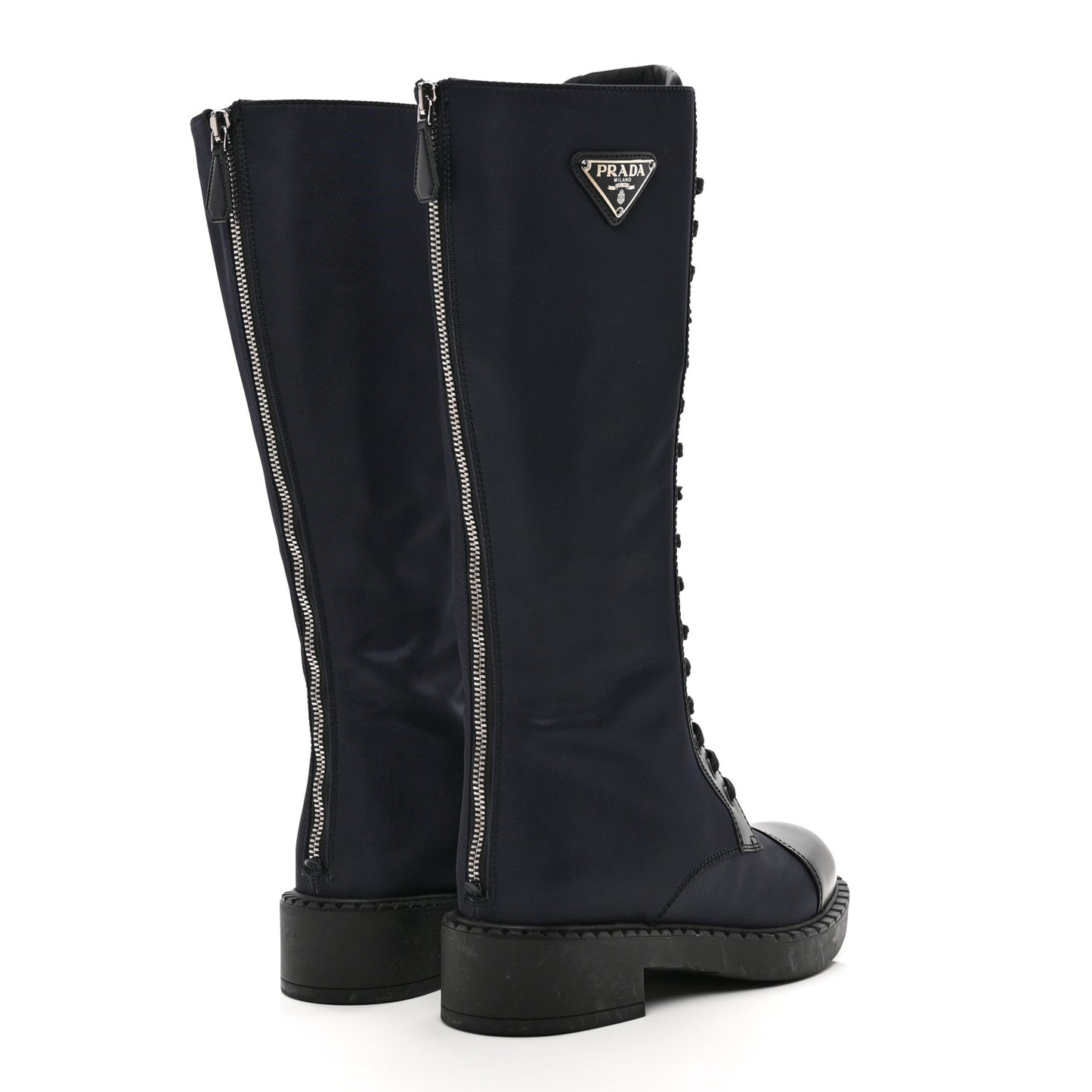 Re-Nylon Spazzolato Rois Metal Triangle Logo Tall 50mm Combat Boots 36 Bleu