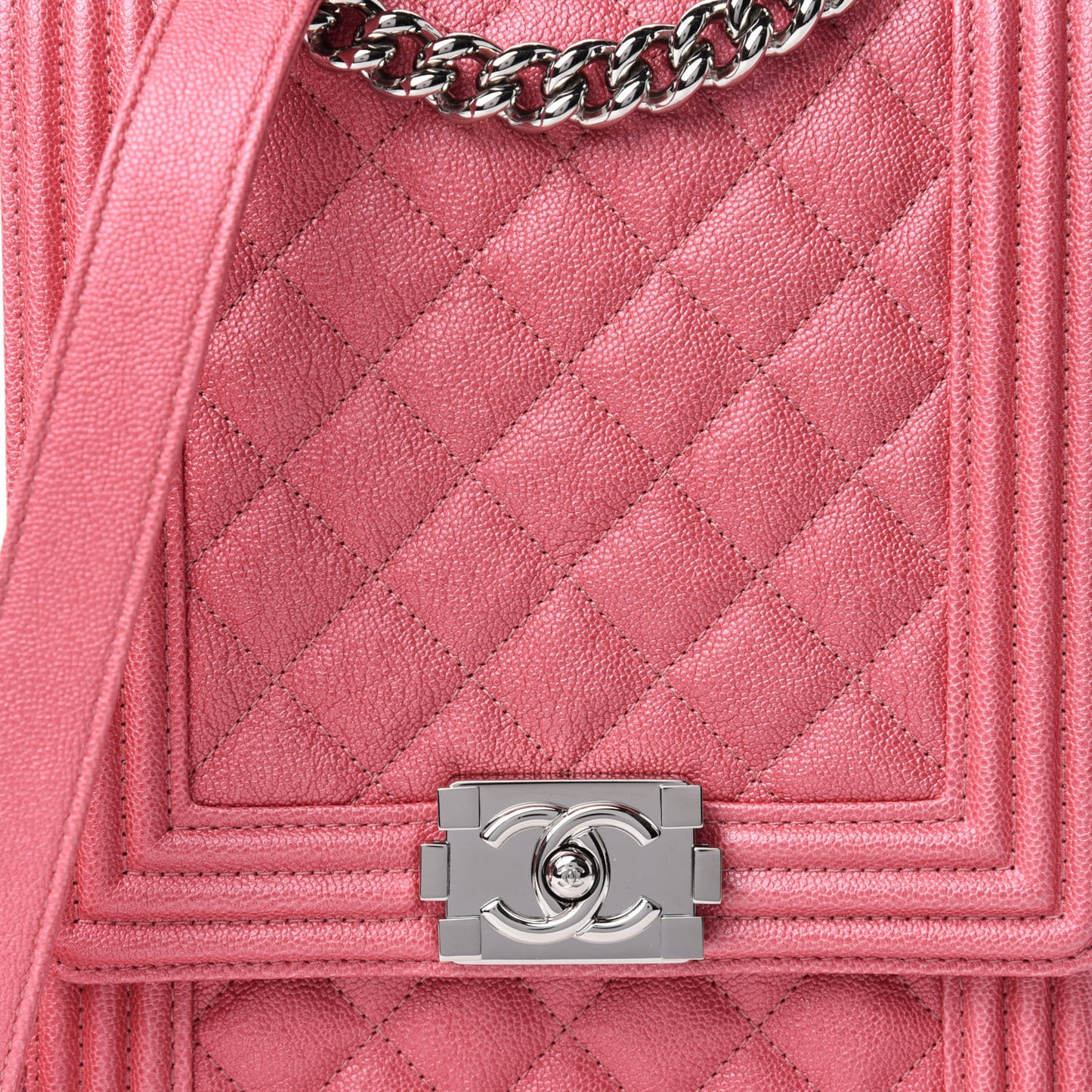Caviar Quilted North South Boy Flap Pink