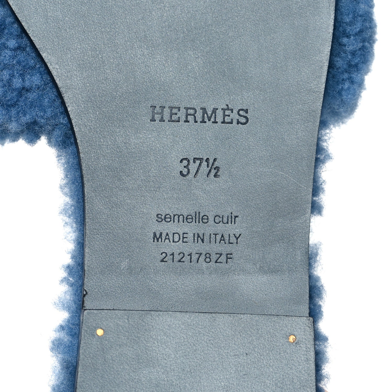 Hermes Woolskin Oran Sandals 37.5 Bleu 6 of 7