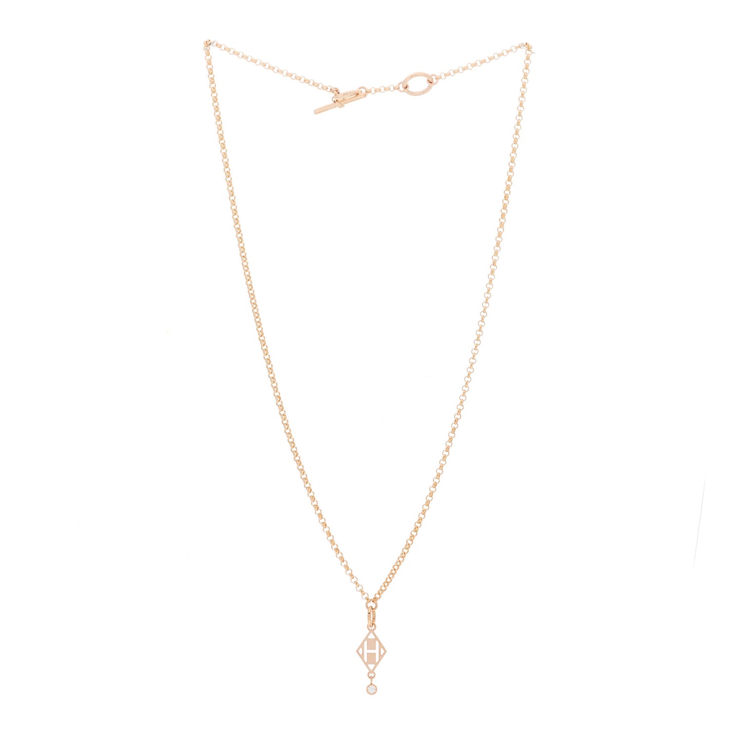 18K Rose Gold Diamond Gambade Pendant Necklace