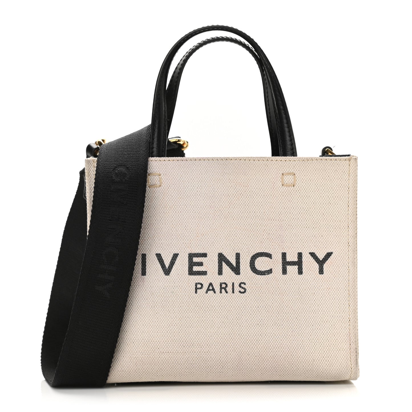 Canvas Mini Bond Shopper Tote Beige Black