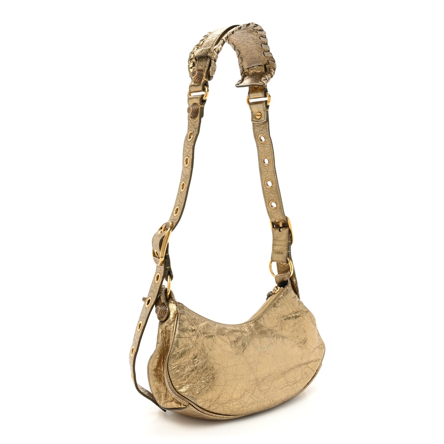Metallic Agneau Arena Le Cagole Shoulder Bag XS Gold