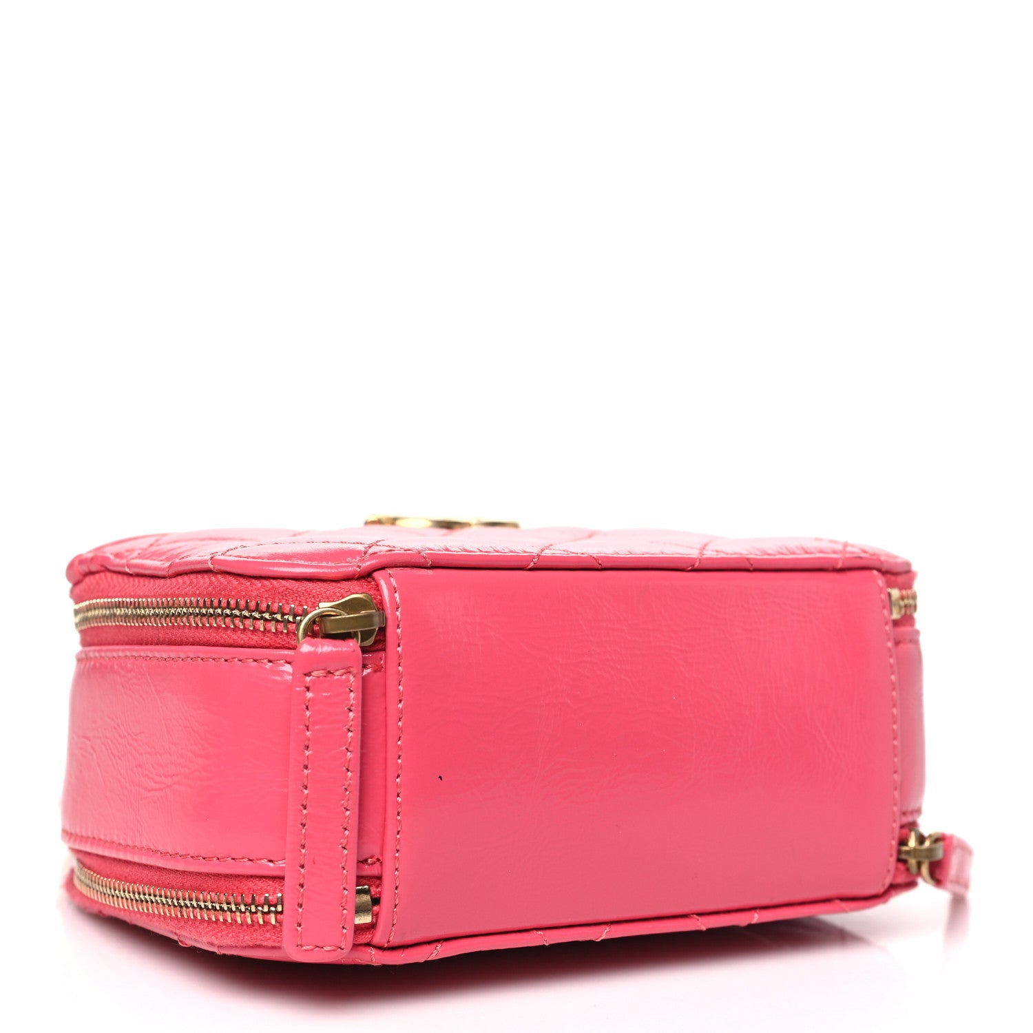 Chanel Crumpled Calfskin Quilted Mini Get Round Top Handle Vanity Case Pink 4 of 11