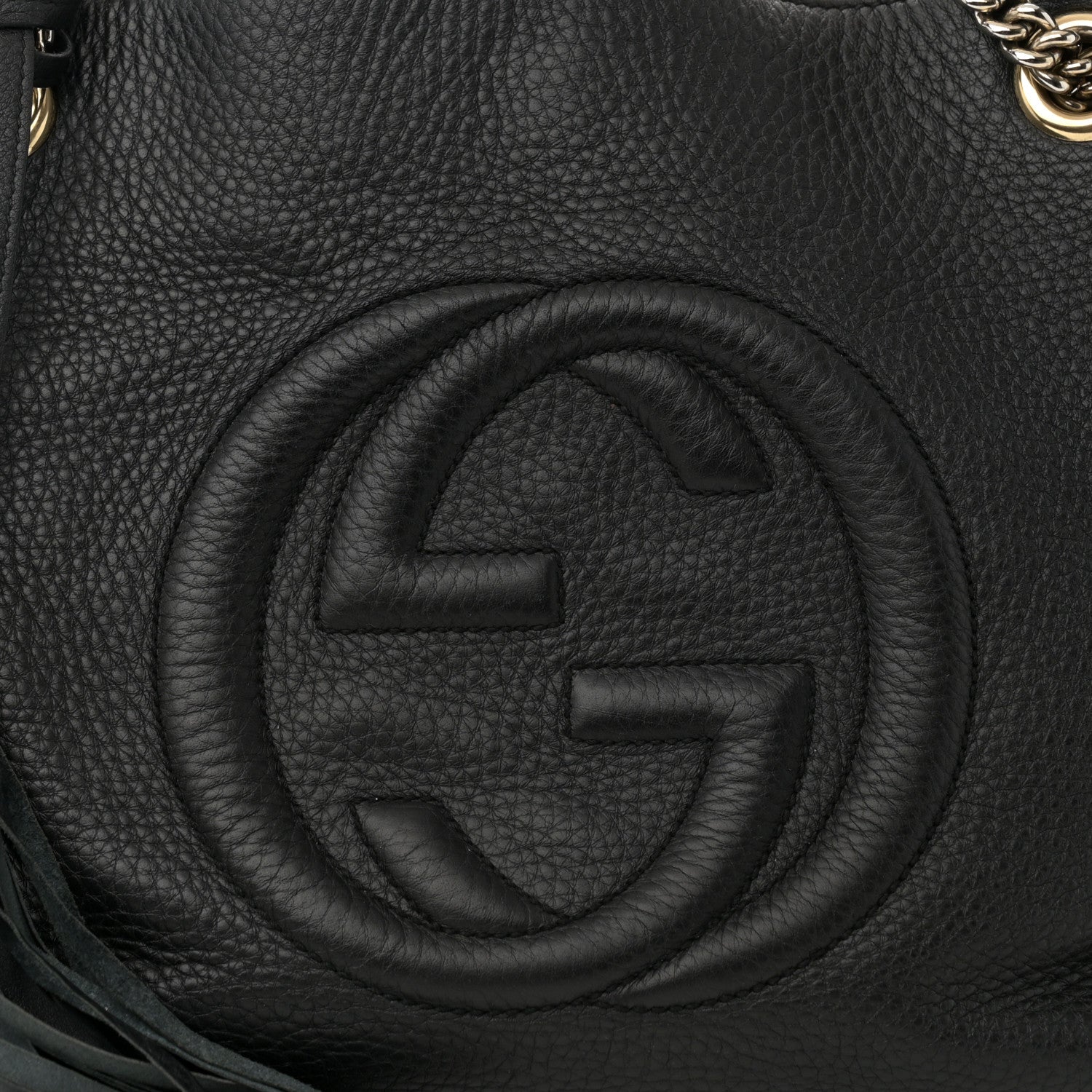 Gucci Pebbled Calfskin Medium Soho Chain Shoulder Bag Black 8 of 17
