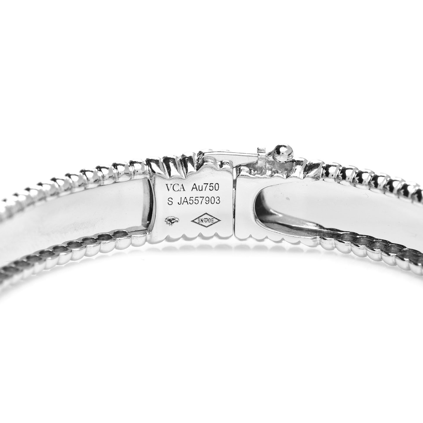 18K White Gold Perlee Signature Bangle Bracelet S