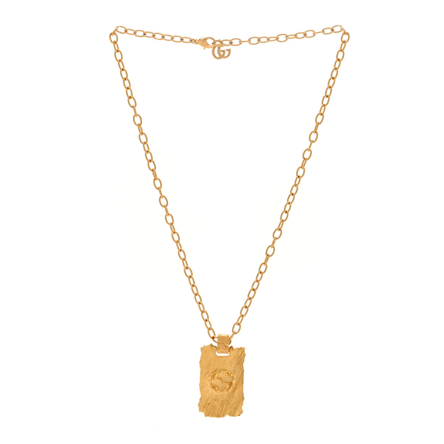 Gucci Metal Interlocking G Dog Tag Necklace Gold 3 of 5