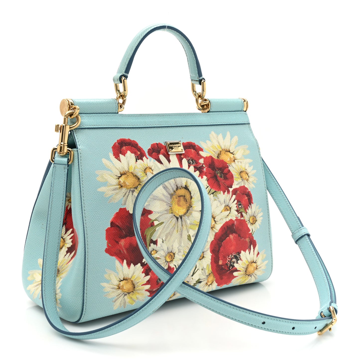Dauphine St.Giap Papaveri Print Medium Miss Sicily Satchel Celeste