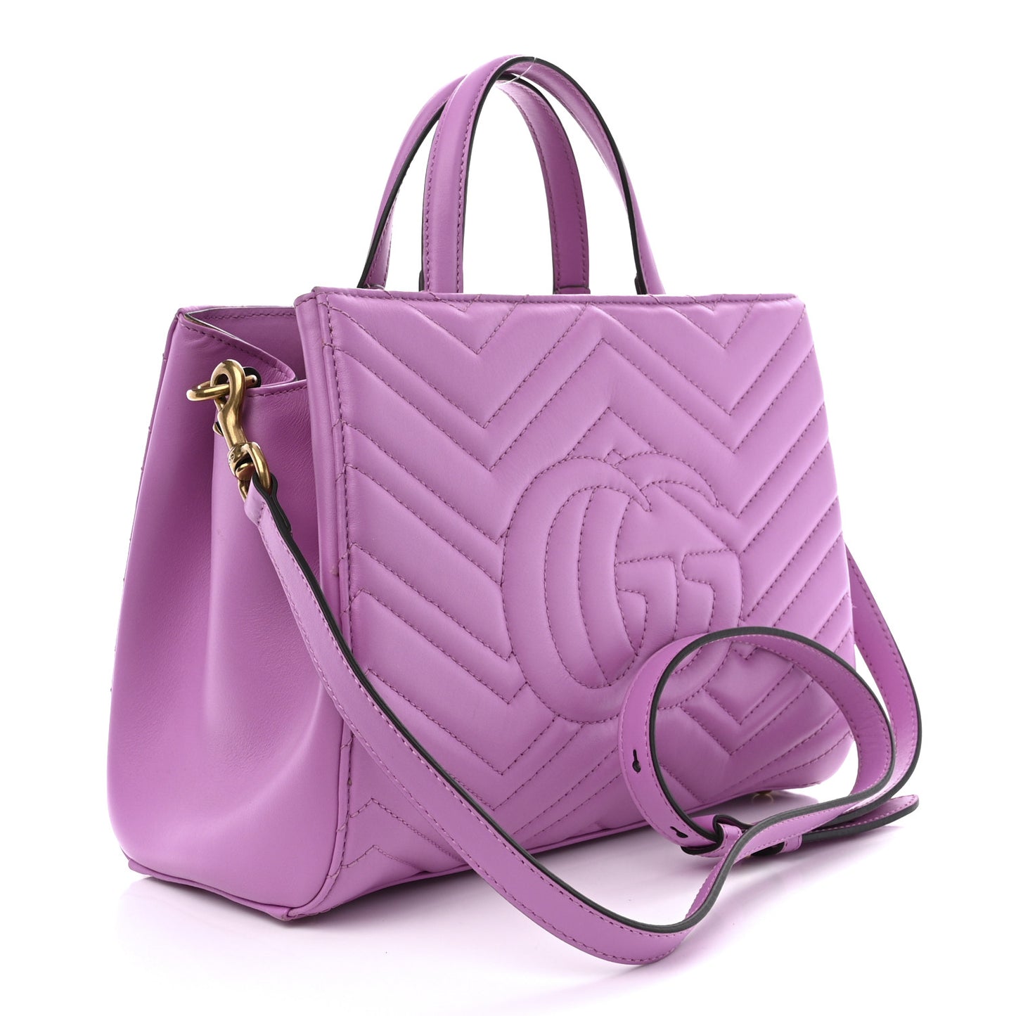 Calfskin Matelasse Small GG Marmont Tote Candy Mousse