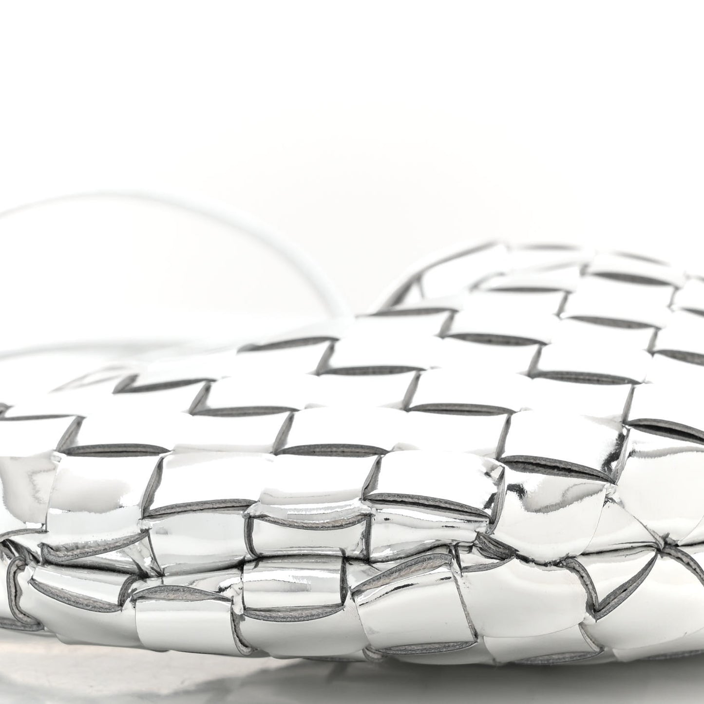 Mirror Laminated Nappa Intrecciato Mini Sardine Bag Silver