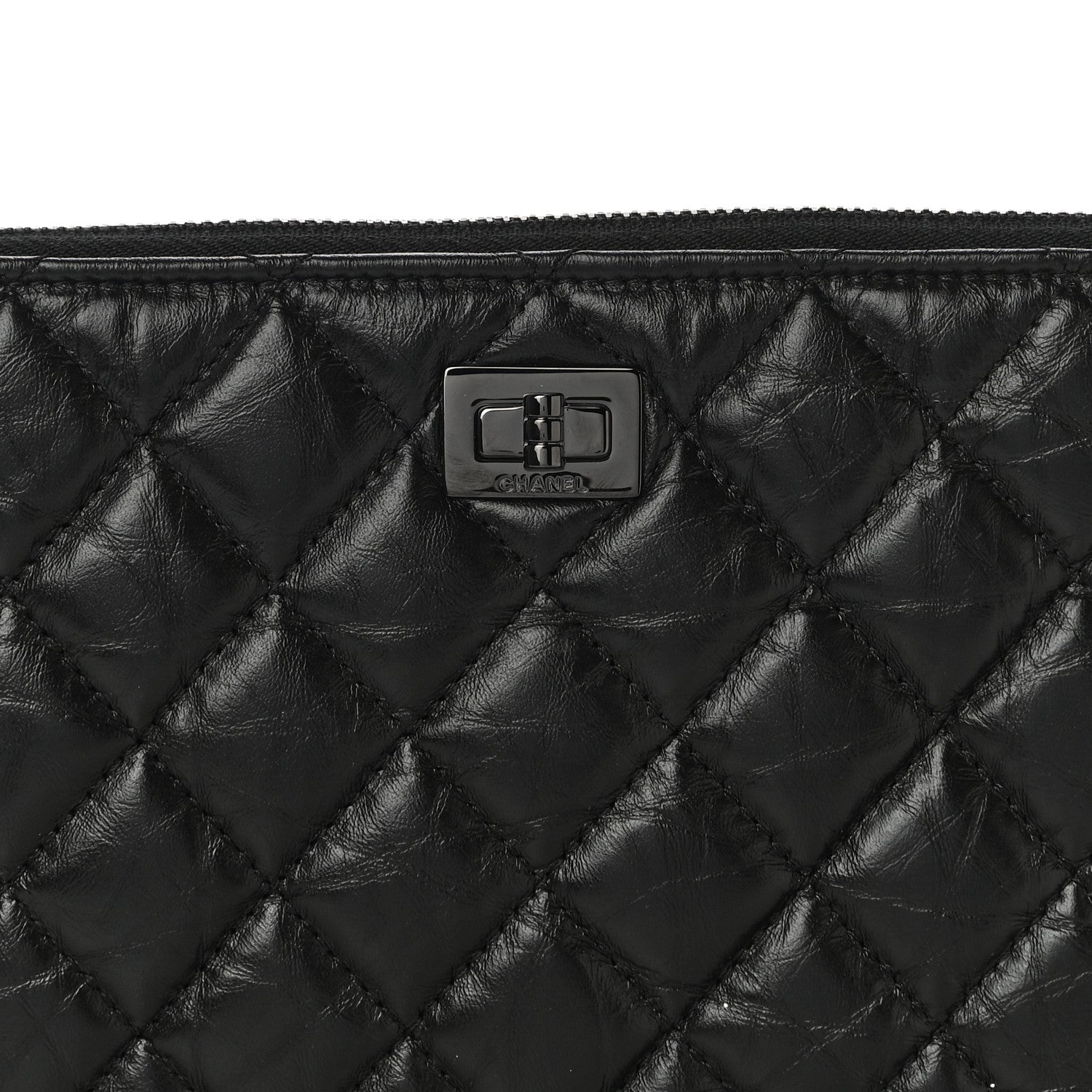 Chanel Aged Calfskin Quilted Medium Reissue Cosmetic Case So Black 8 of 11